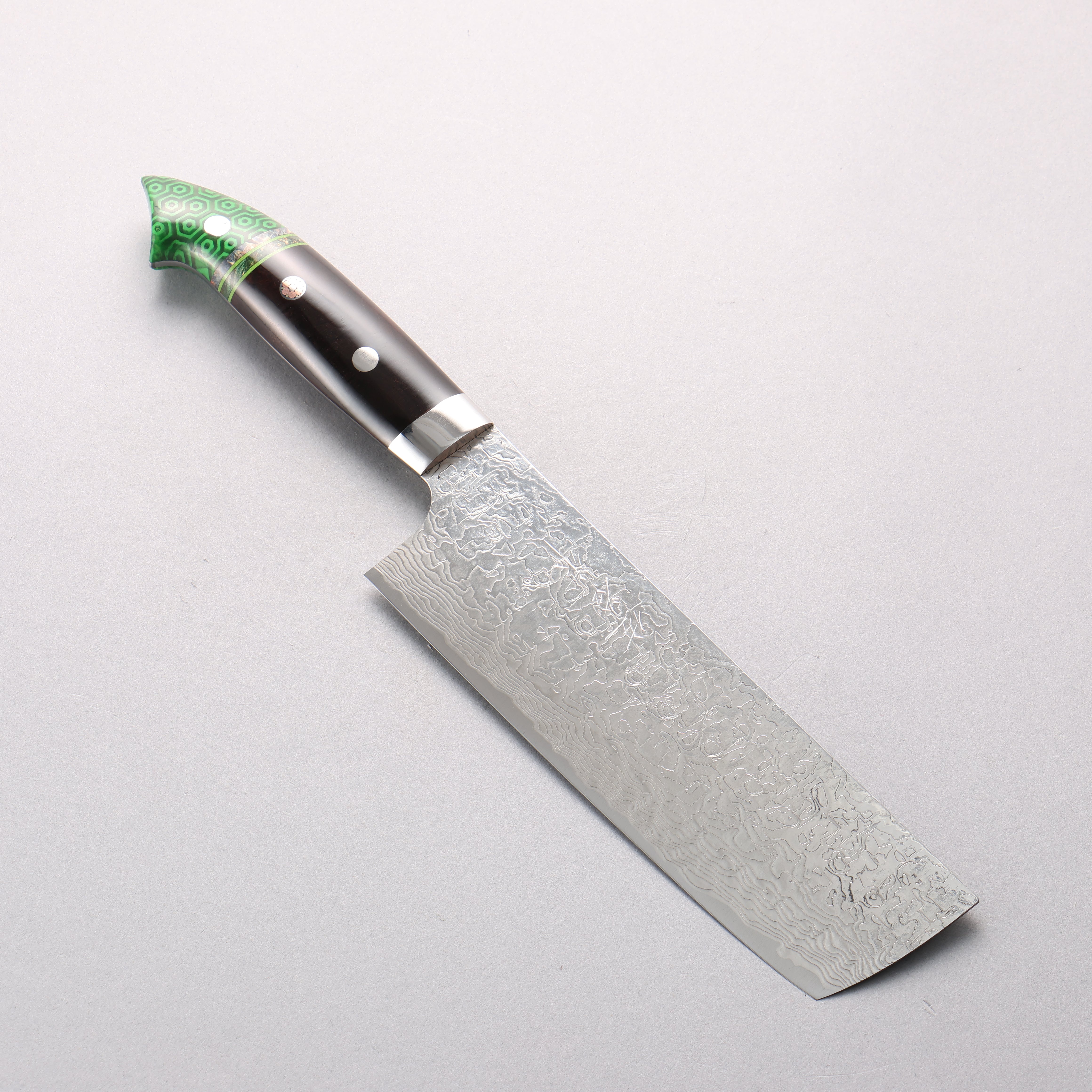 Takeshi Saji New Nomura Style SG2 Diamond Finish Damascus Nakiri 165mm Multi-Colored Combination Handle - Seisuke Knife