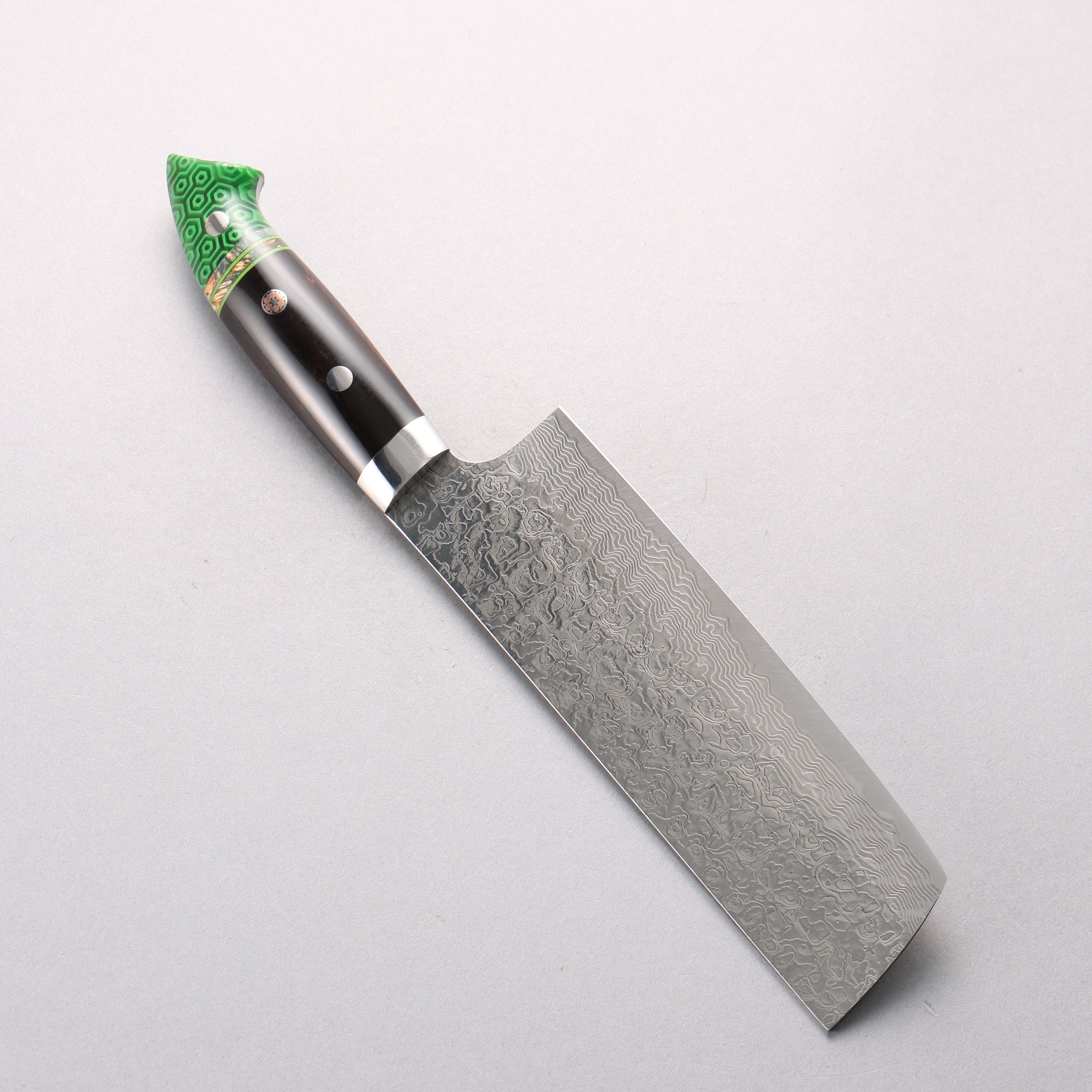 Takeshi Saji New Nomura Style SG2 Diamond Finish Damascus Nakiri 165mm Multi-Colored Combination Handle - Seisuke Knife