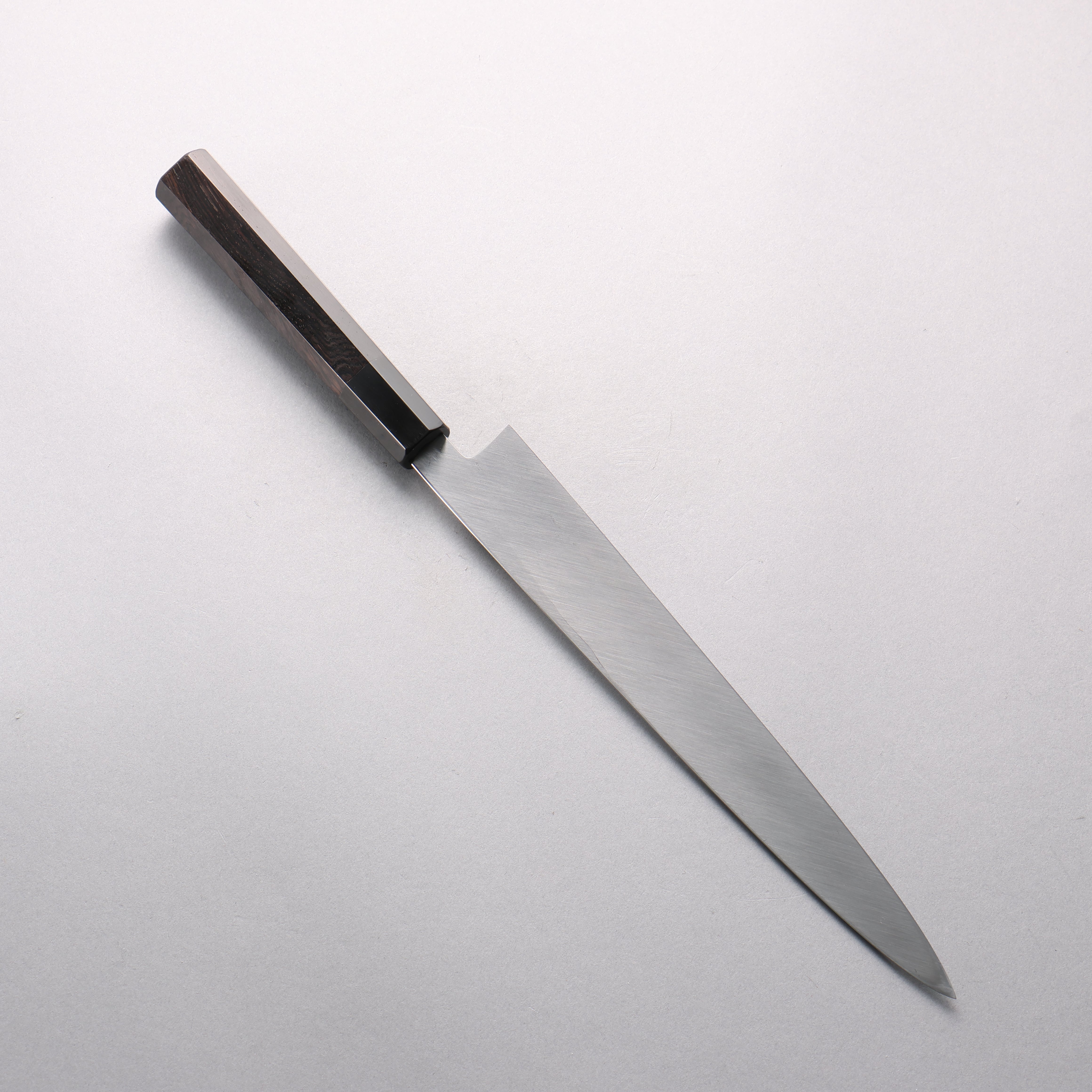 Tessen by Tanaka Tamahagane Mirrored Finish Yanagiba 240mm Ebony Wood Handle with Sheath - Seisuke Knife