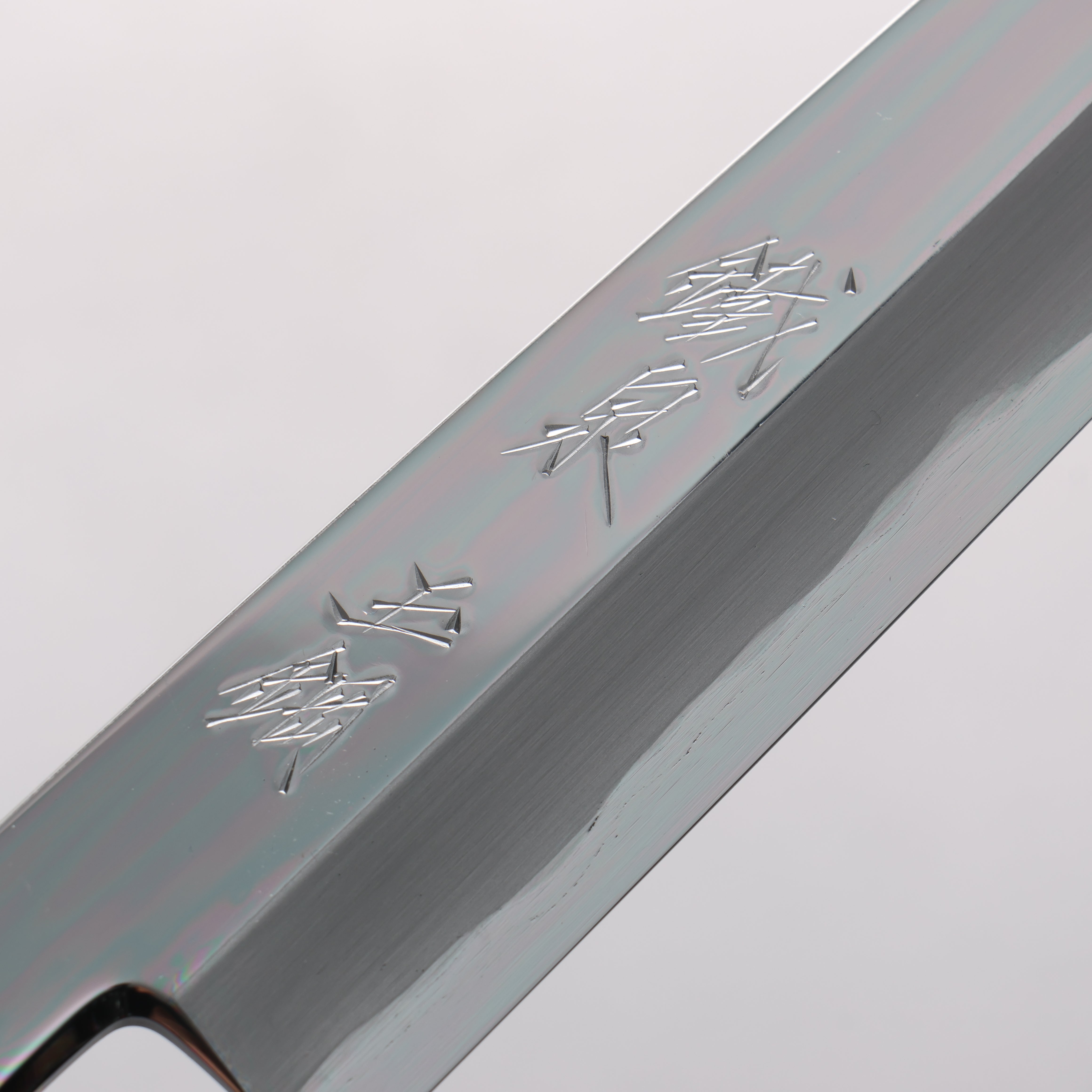Tessen by Tanaka Tamahagane Mirrored Finish Yanagiba 240mm Ebony Wood Handle with Sheath - Seisuke Knife