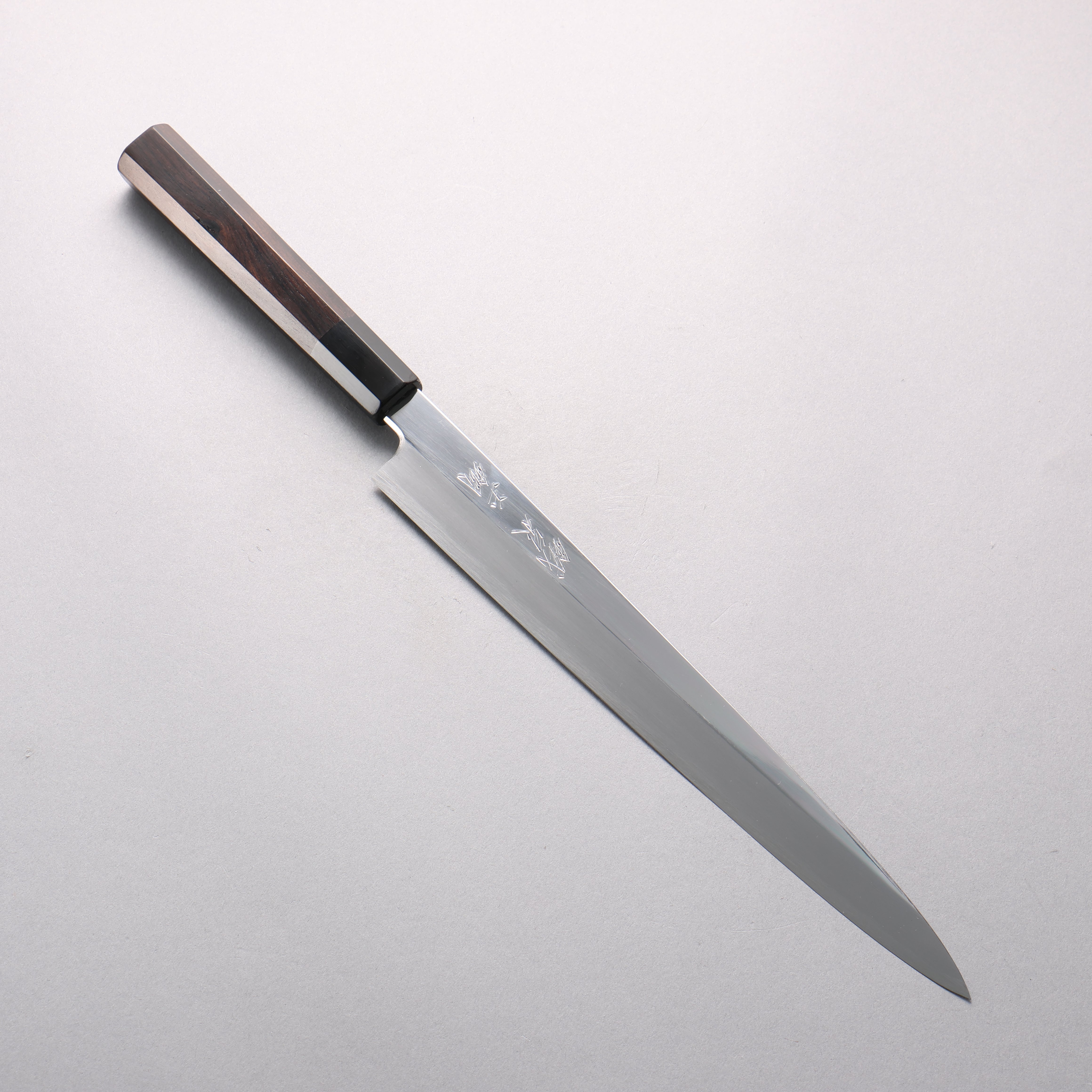 Tessen by Tanaka Tamahagane Mirrored Finish Yanagiba 270mm Ebony Wood Handle with Sheath - Seisuke Knife