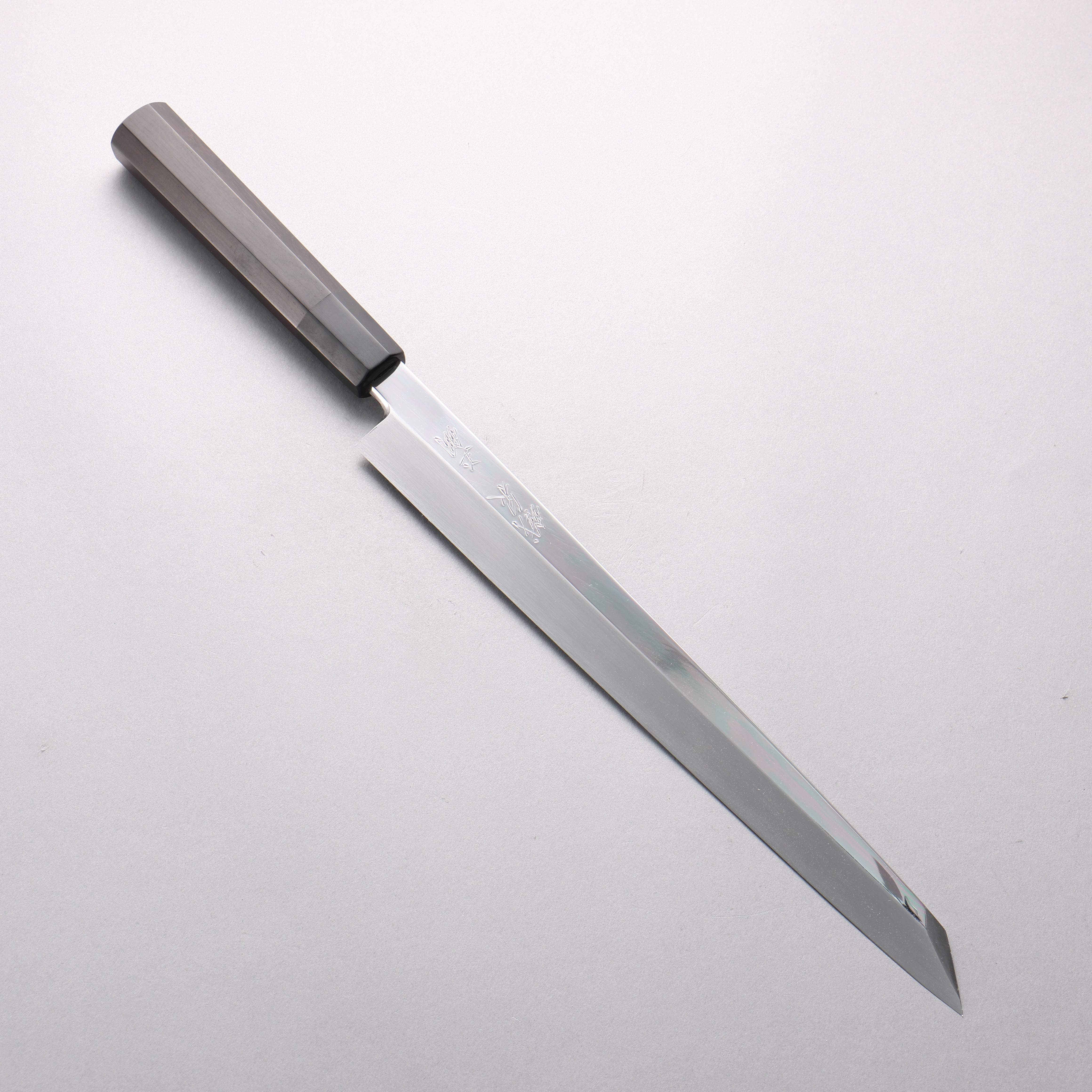 Tessen by Tanaka Tamahagane Mirrored Finish Kiritsuke Yanagiba 300mm Ebony Wood Handle with Sheath - Seisuke Knife