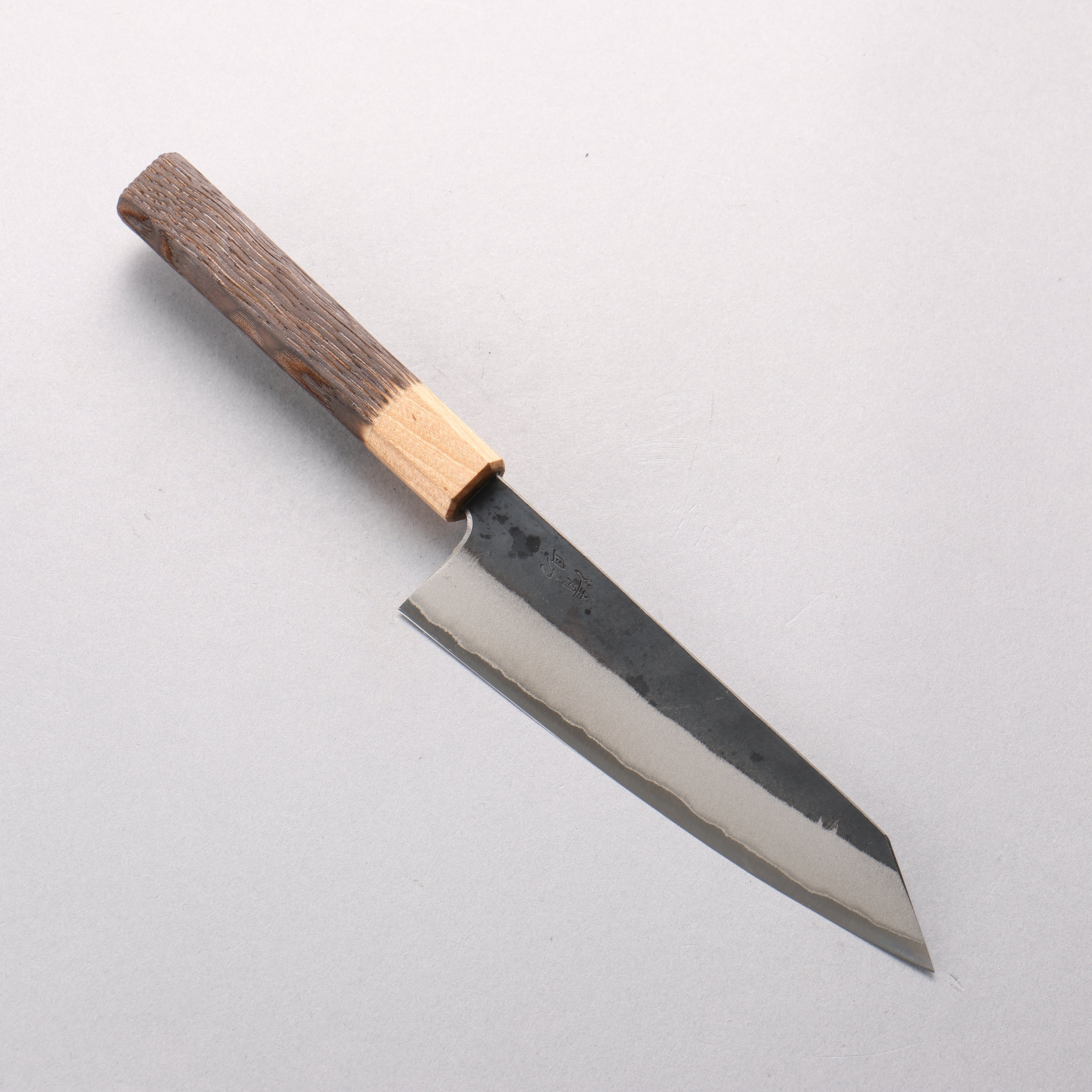 Seisuke Blue Steel No.2 Kurouchi Small Bunka 150mm Burnt Chestnut & Cherry Wood Handle - Seisuke Knife