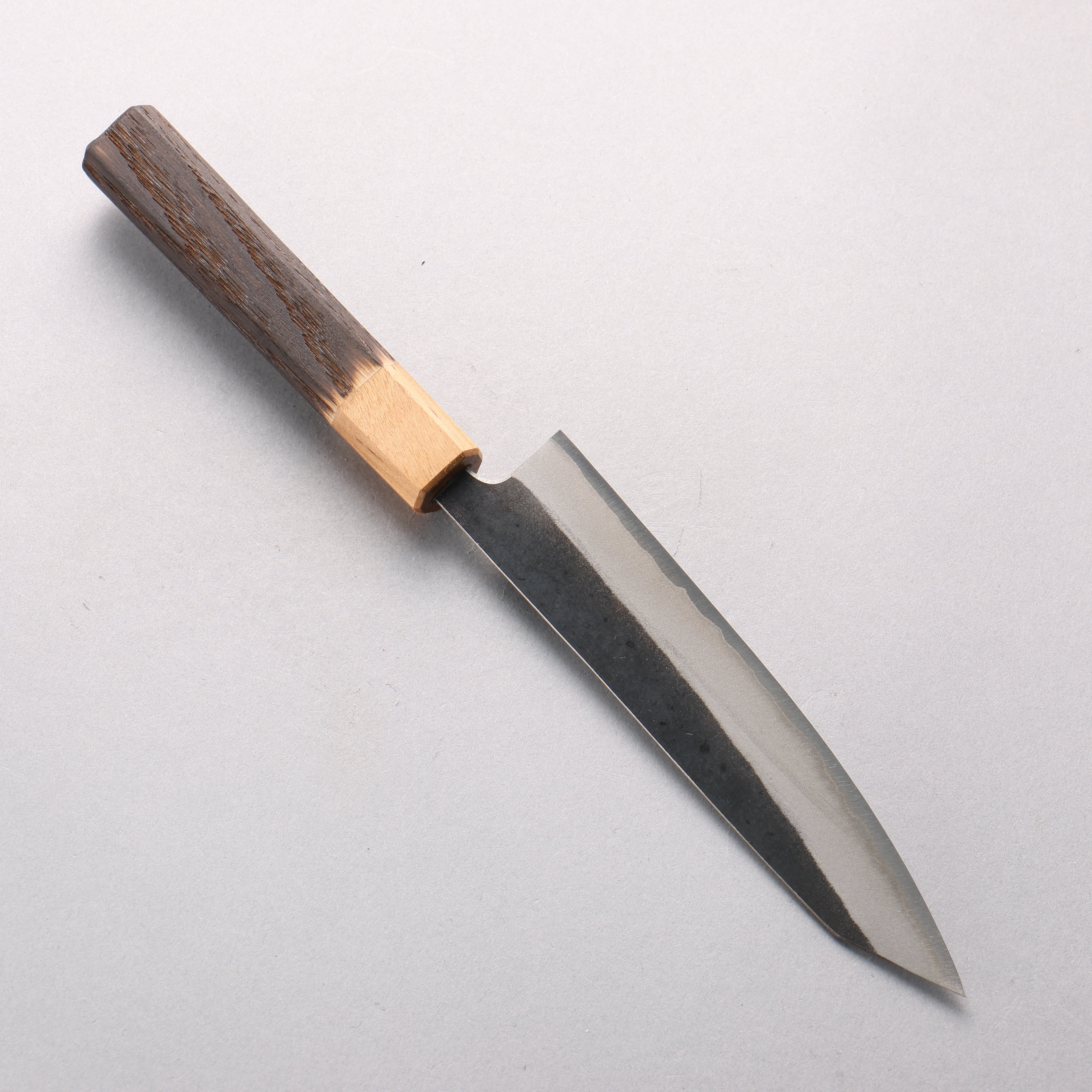 Seisuke Blue Steel No.2 Kurouchi Kiritsuke Petty-Utility 150mm Burnt Chestnut & Cherry Wood Handle - Seisuke Knife