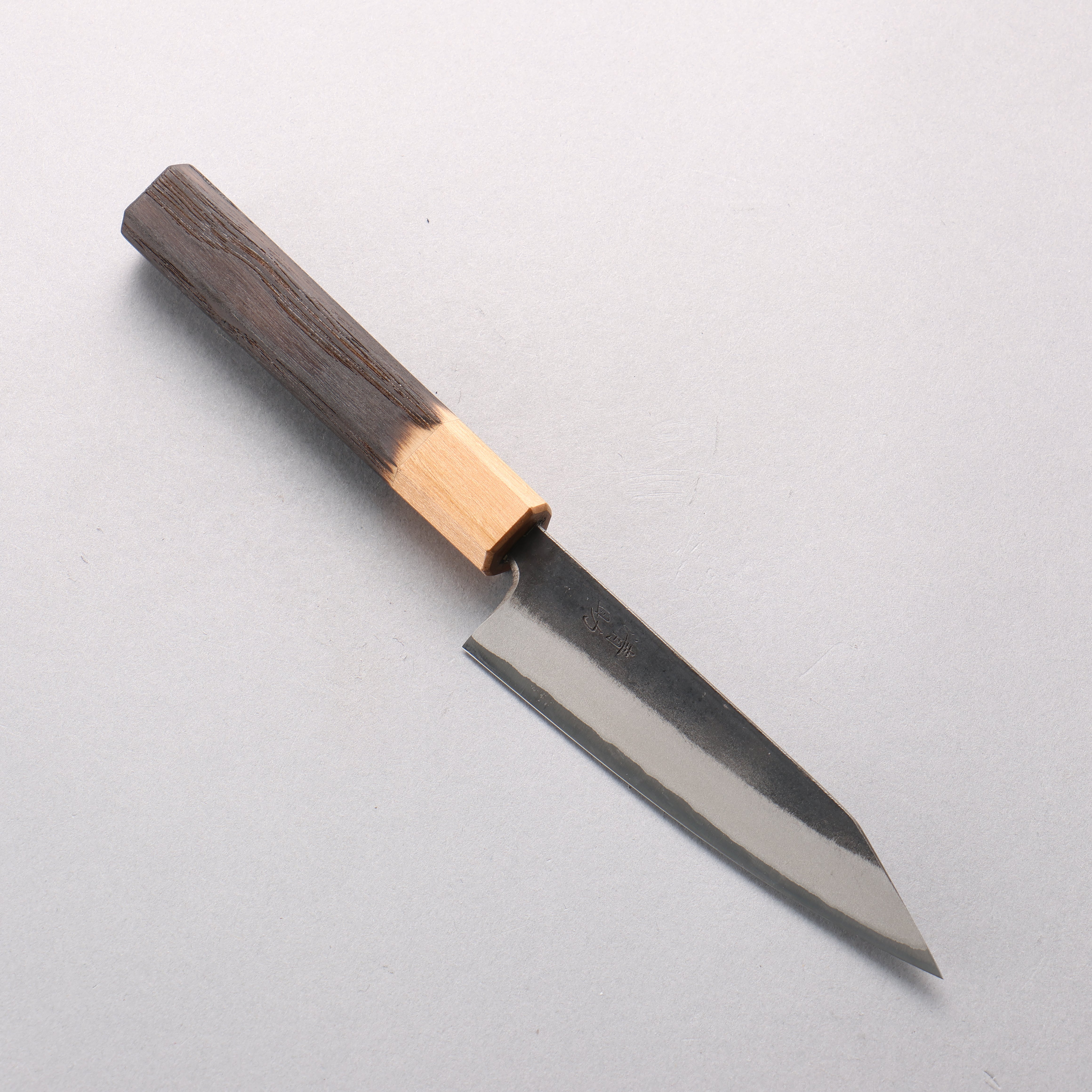 Seisuke Blue Steel No.2 Kurouchi Kiritsuke Petty-Utility 120mm Burnt Chestnut & Cherry Wood Handle - Seisuke Knife