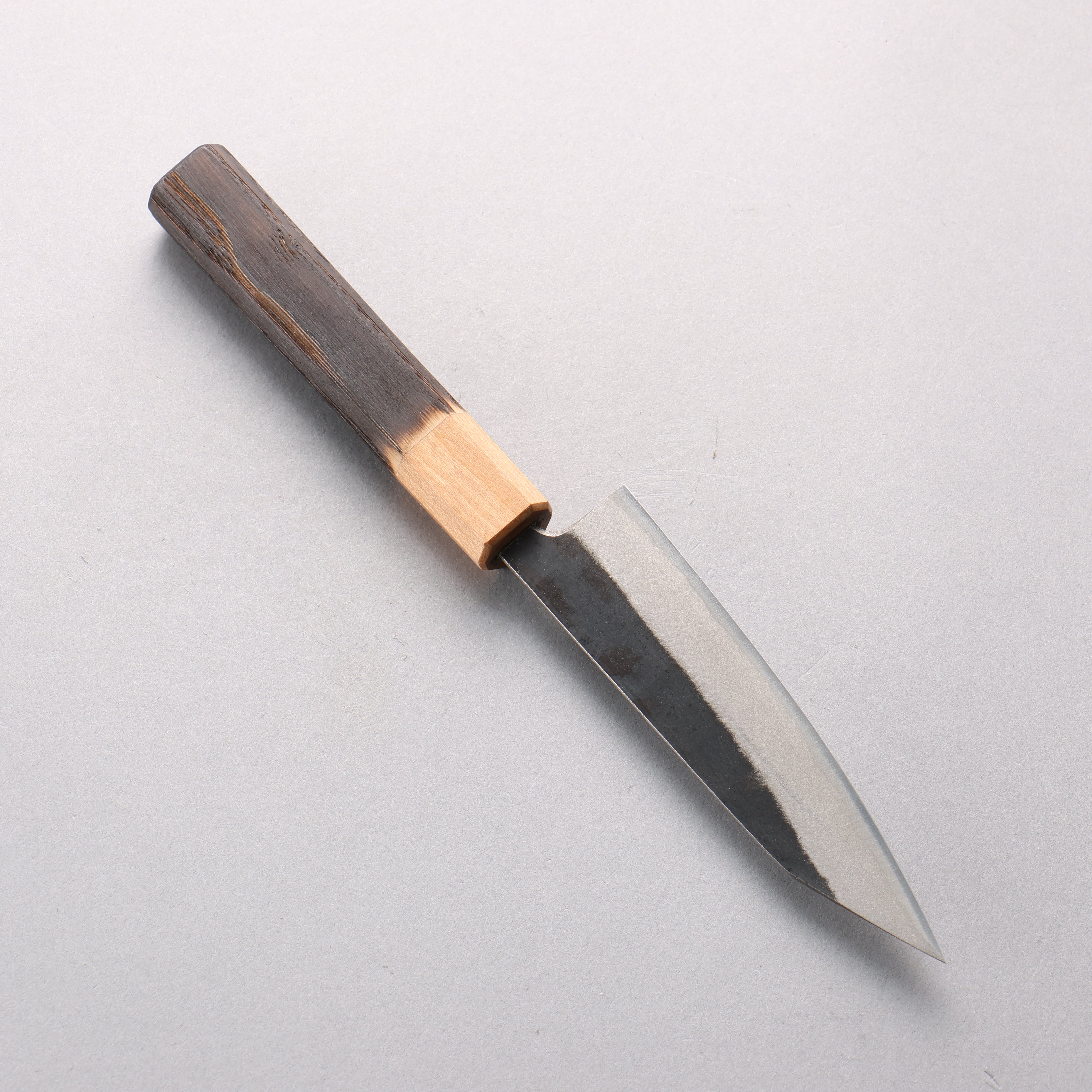 Seisuke Blue Steel No.2 Kurouchi Kiritsuke Petty-Utility 120mm Burnt Chestnut & Cherry Wood Handle - Seisuke Knife