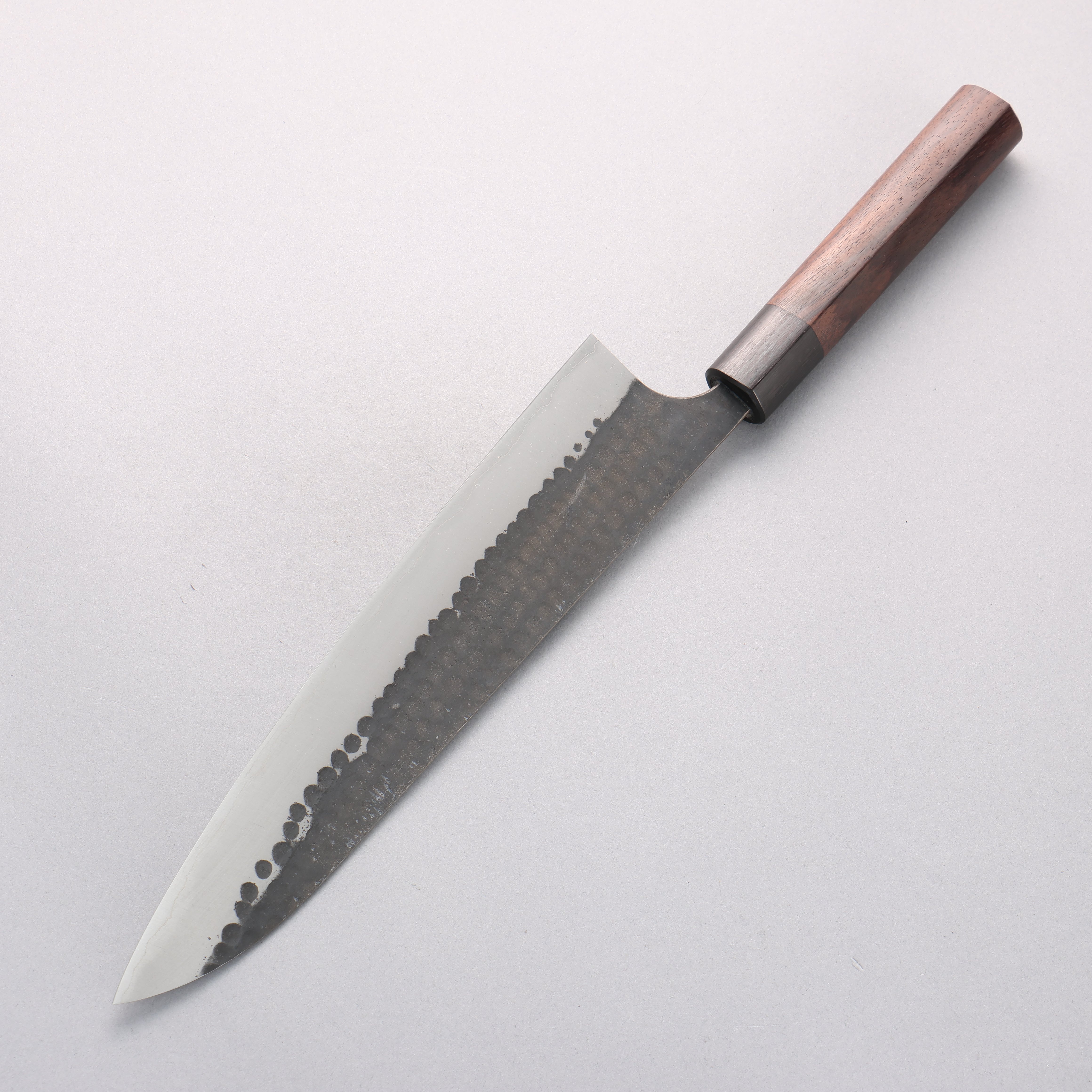 Anryu Blue Super Hammered Black Finished Gyuto 240mm Shitan Handle - Seisuke Knife