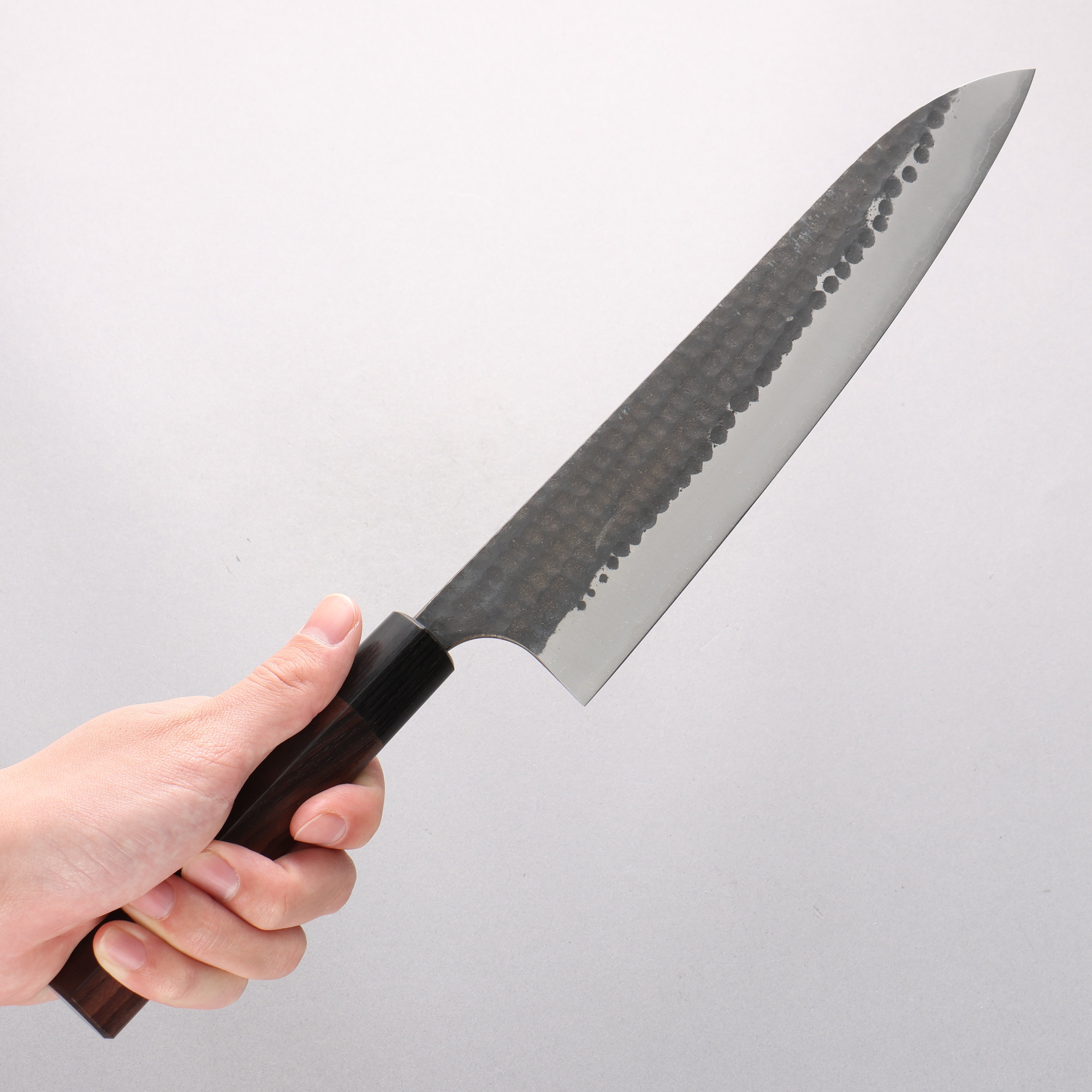 Anryu Blue Super Hammered Black Finished Gyuto 240mm Shitan Handle