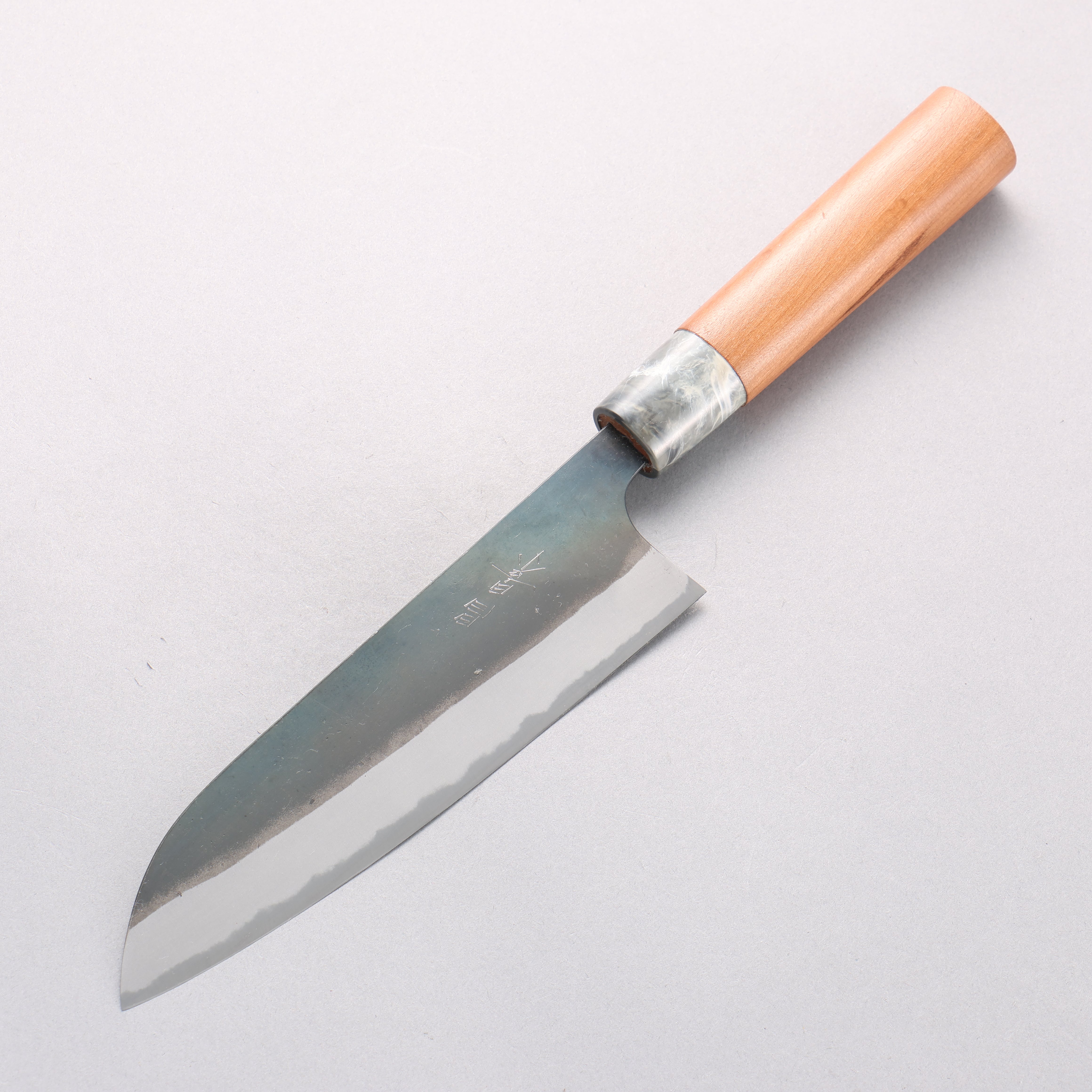 Masakage Mizu Blue Steel No.2 Black Finished Santoku 165mm with American Cherry Handle - Seisuke Knife