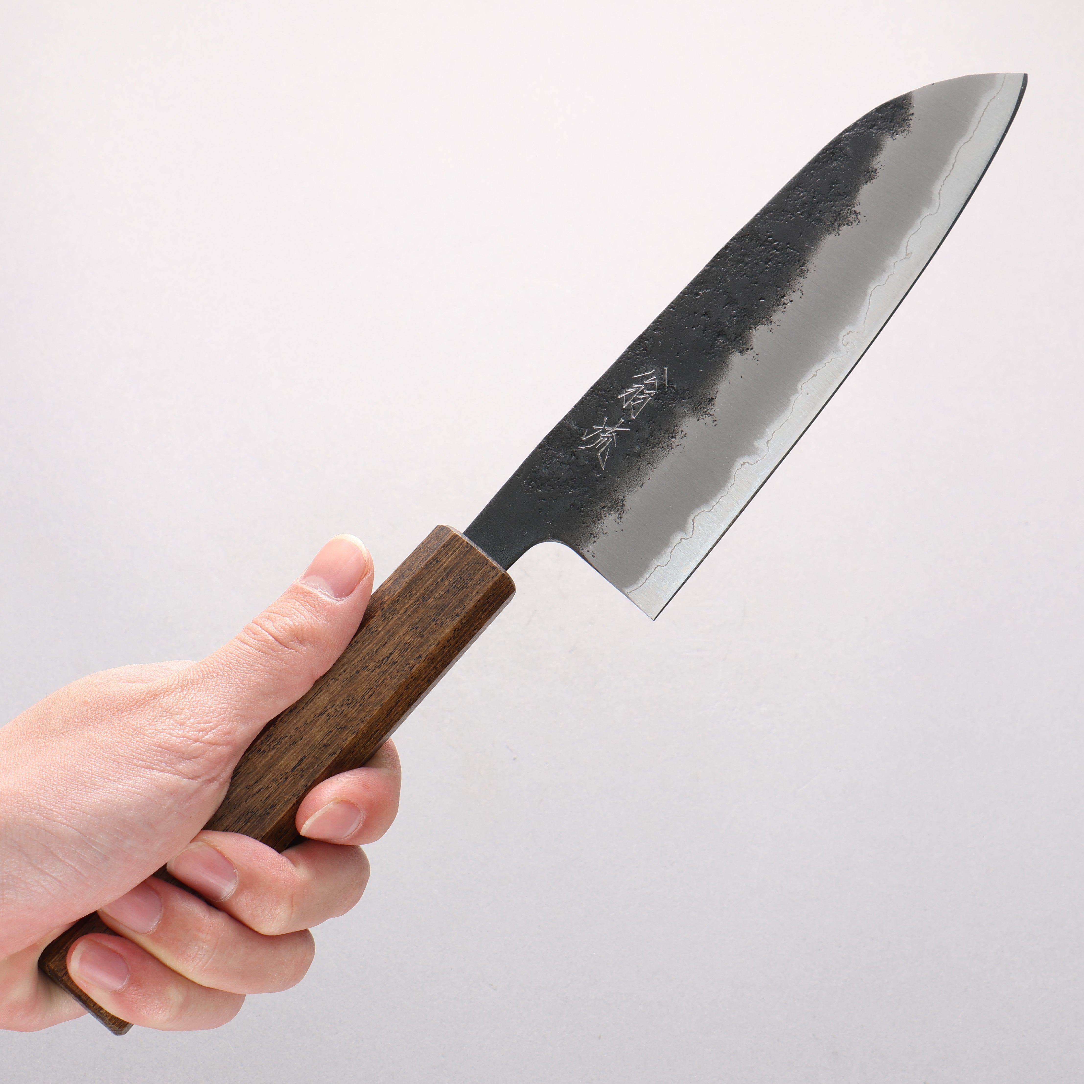 Oul Blue Super Black Nashiji Santoku 165mm Oak Handle - Seisuke Knife