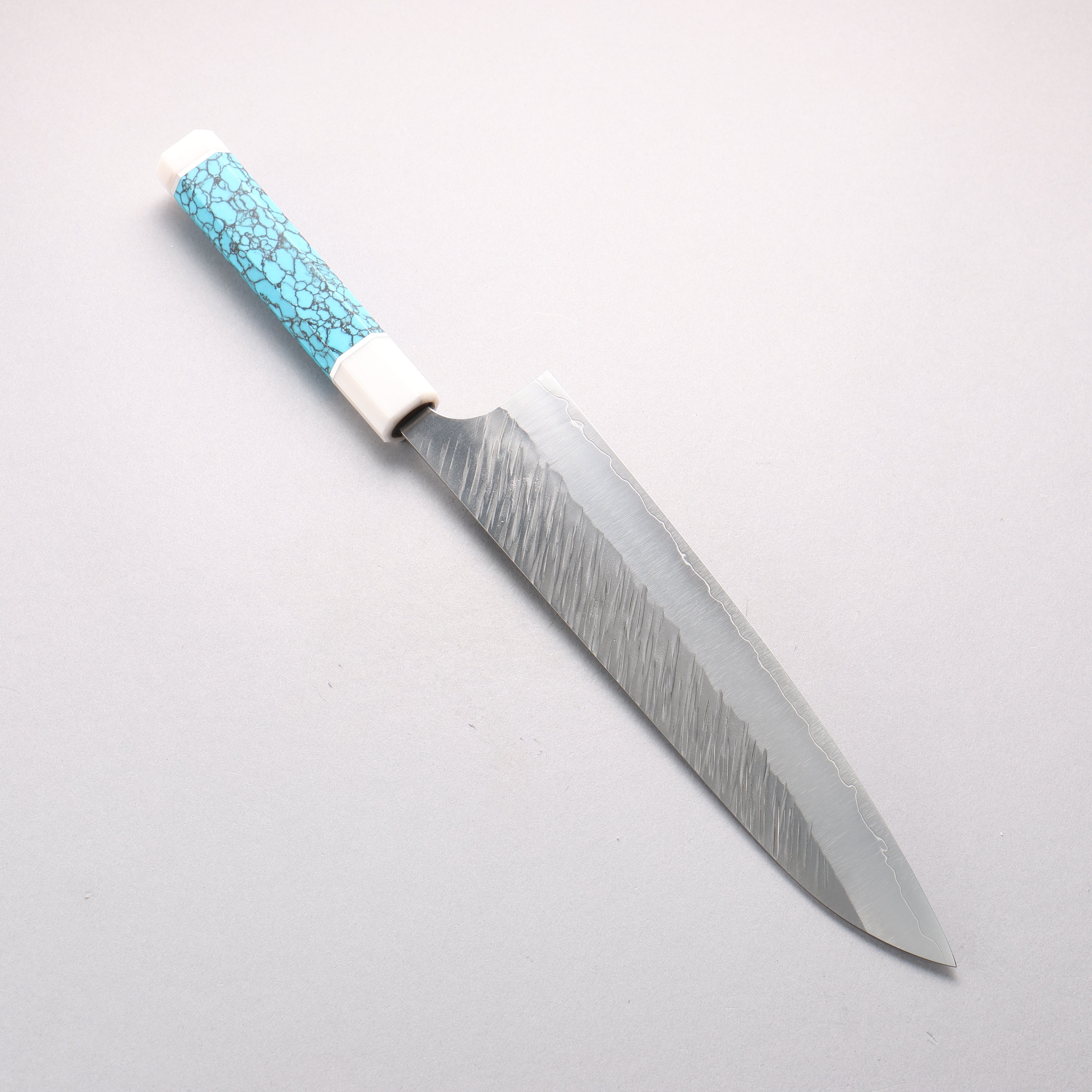Yu Kurosaki Fujin SG2 Hammered Gyuto 240mm Turquoise(With Double White Ring) Handle - Seisuke Knife