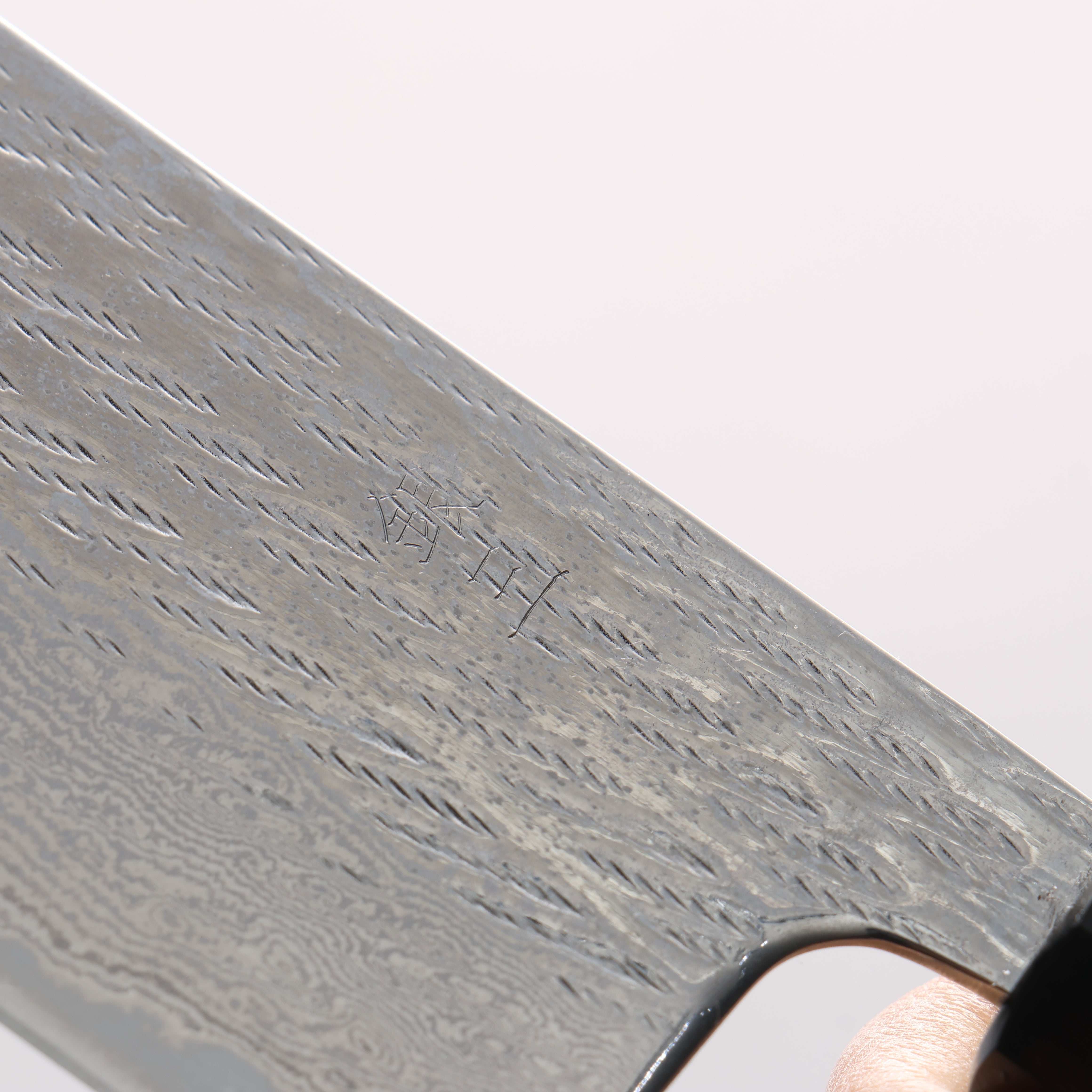 Seisuke Silver Steel No.3 Hammered Damascus Rope Pattern Nakiri 165mm Ebony Wood & Black Water Buffalo Horn Handle - Seisuke Knife