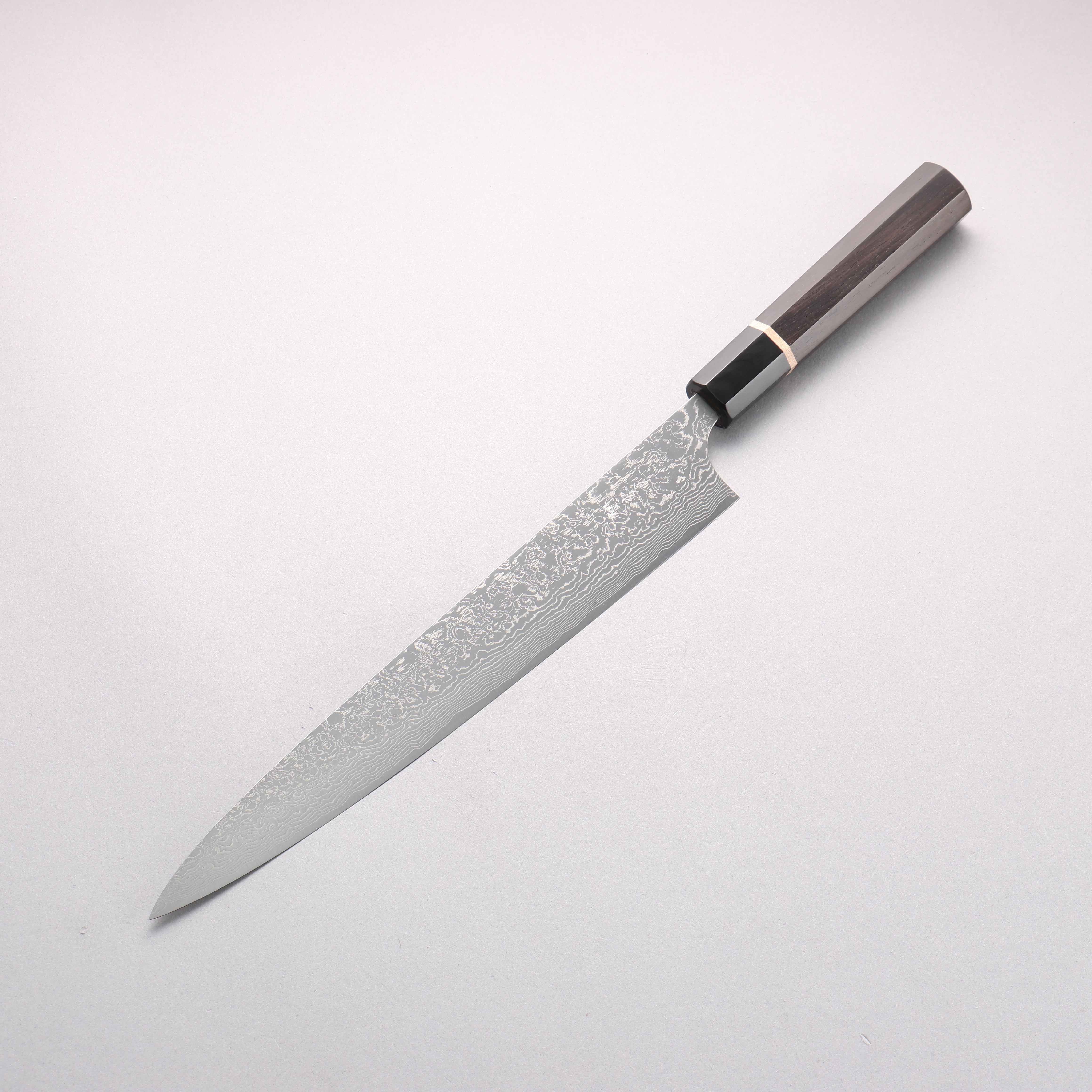 Anryu VG10 Migaki Finished Damascus Sujihiki 270mm Ebony Wood (ferrule: Black Water Buffalo Horn) Handle - Seisuke Knife