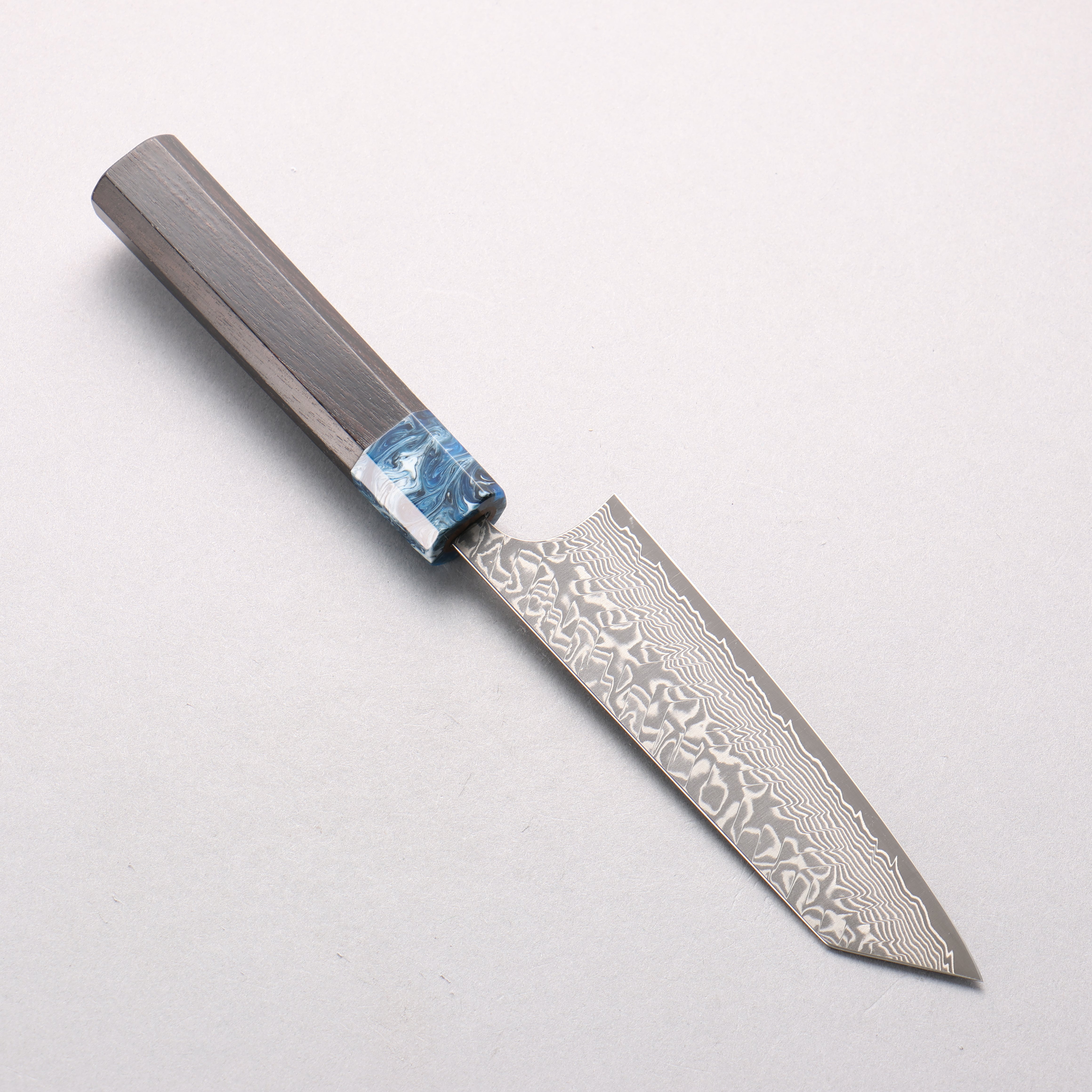 Yoshimi Kato SG2 Black Damascus Small Bunka 130mm Ebony Wood & Blue Marble Resin Handle - Seisuke Knife
