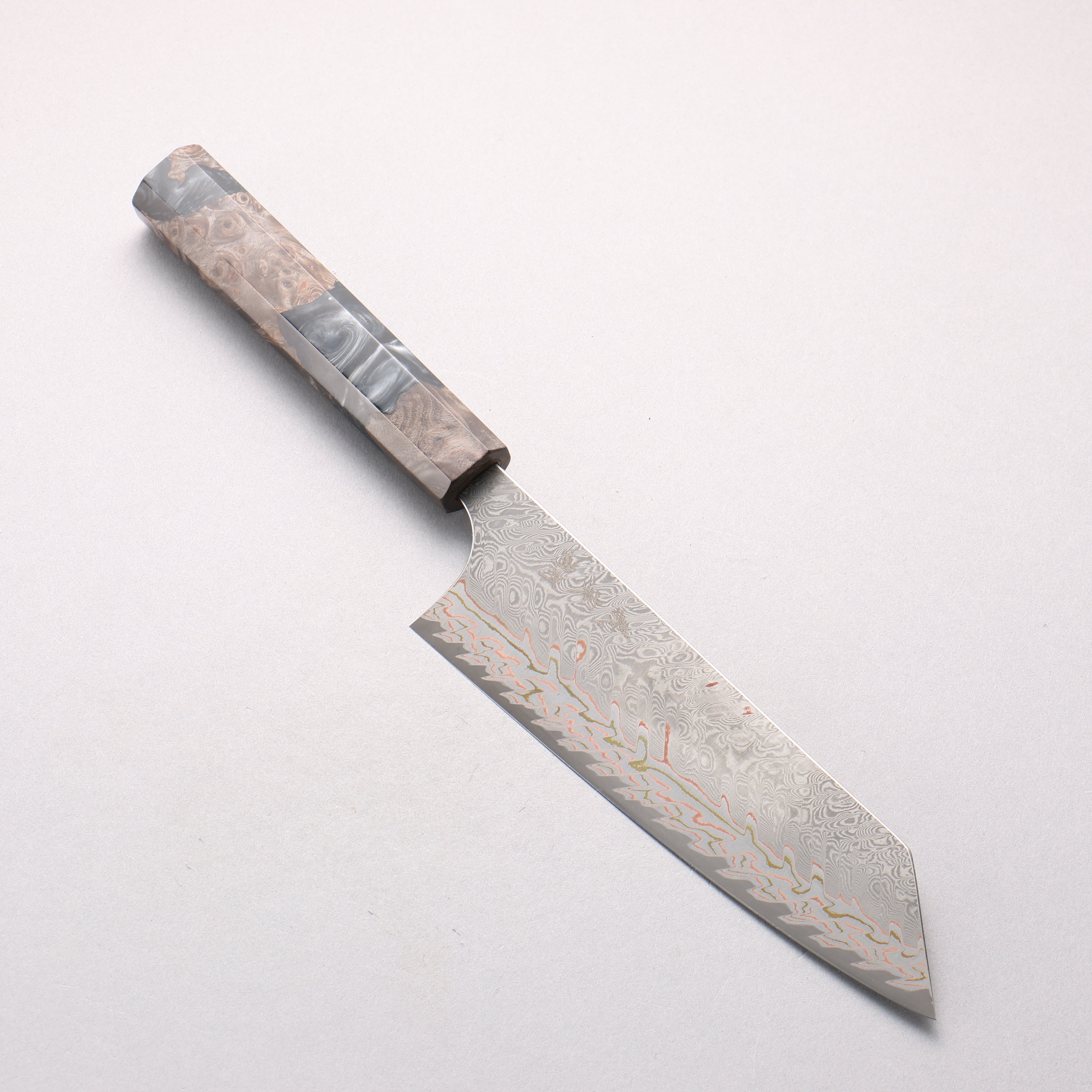 Yoshimi Kato VG10w Colored Damascus Bunka 170mm Stabilized Birch & Black Resin Handle - Seisuke Knife