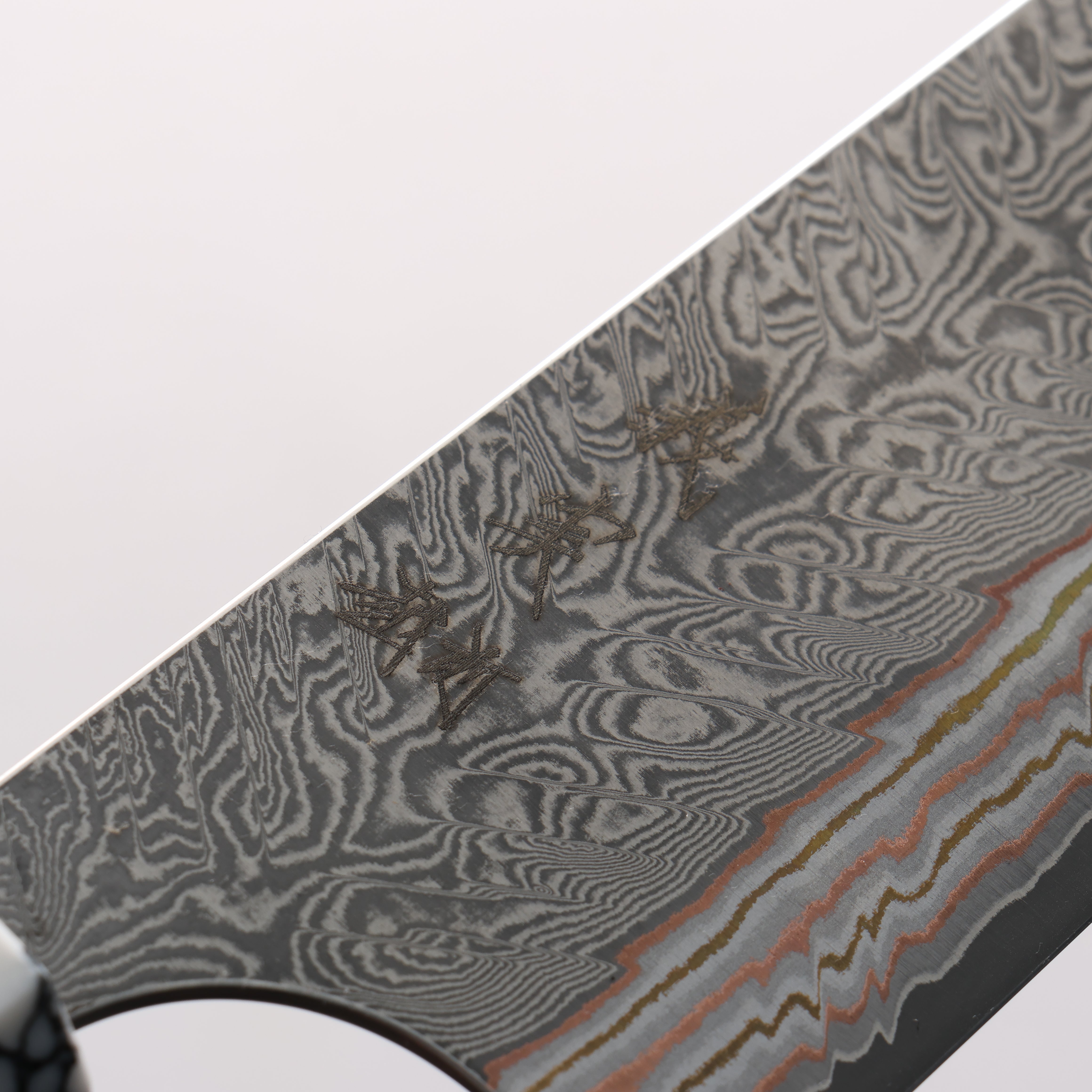 Yoshimi Kato VG10w Colored Damascus Bunka 170mm Rosewood & White Turquoise Handle - Seisuke Knife