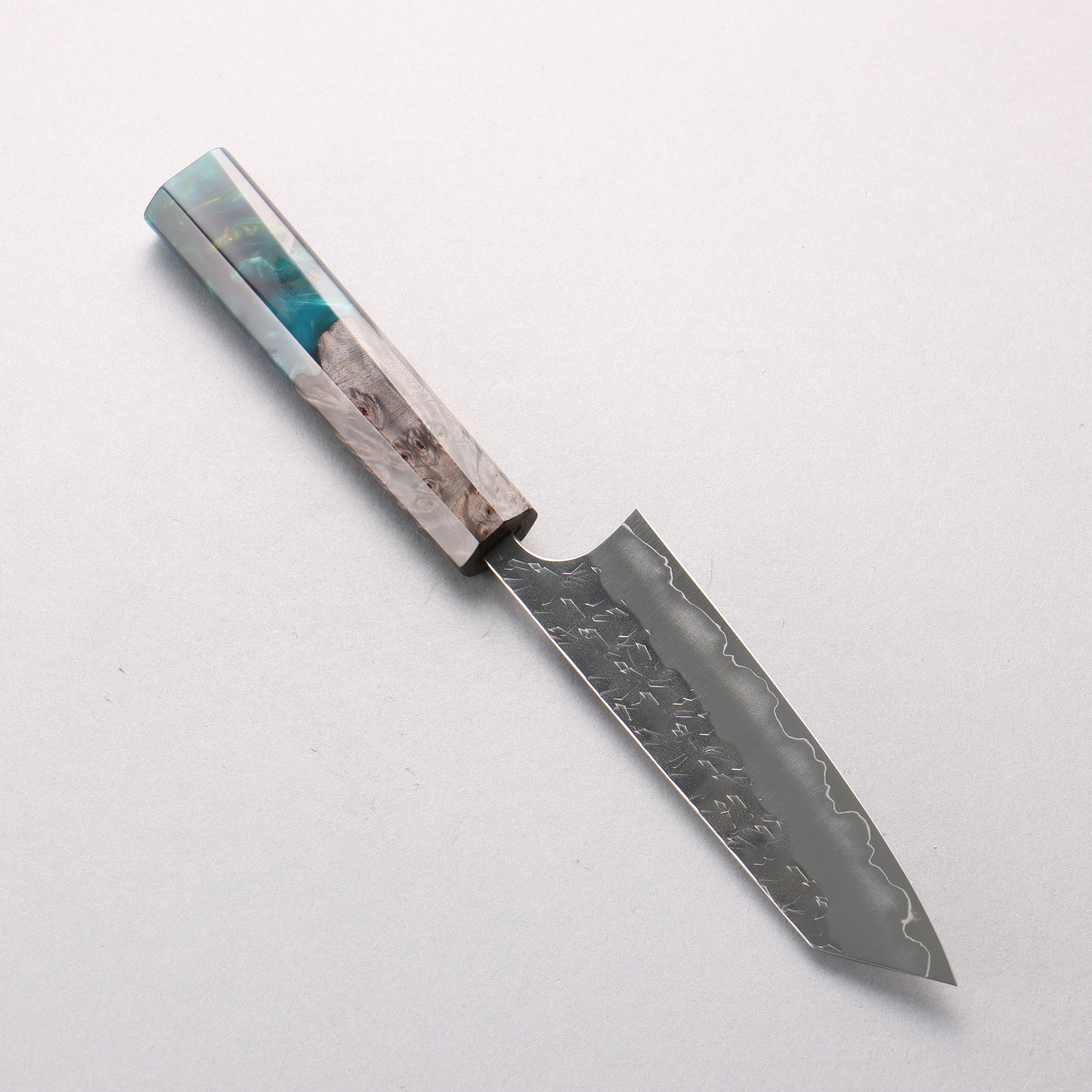 Yoshimi Kato Hyo SG2 Hammered Small Bunka 130mm Stabilized Birch & Emerald Resin Handle - Seisuke Knife