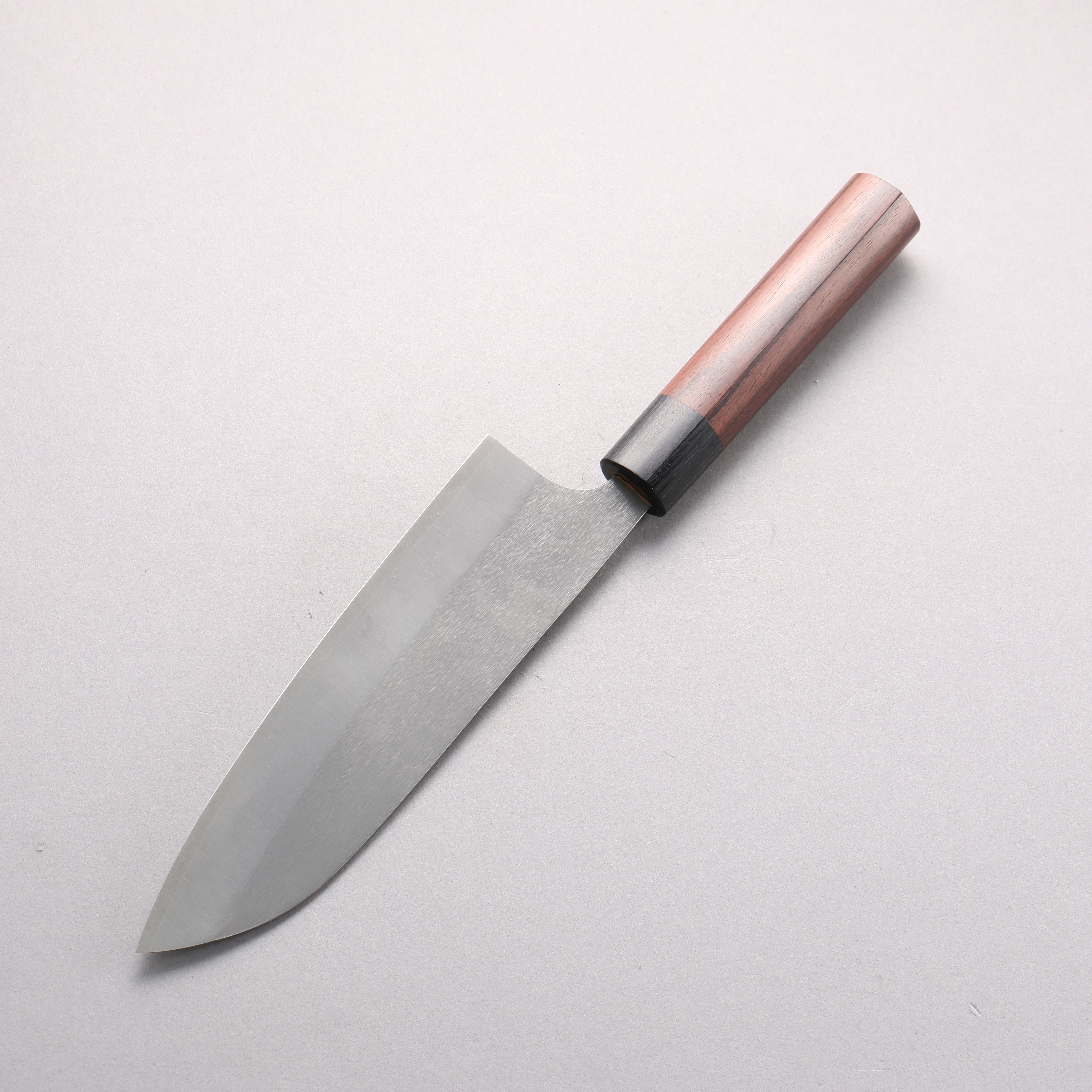 Shungo Ogata SG2 Vertical and Horizontal Hairlines Santoku 180mm Rosewood Handle - Seisuke Knife