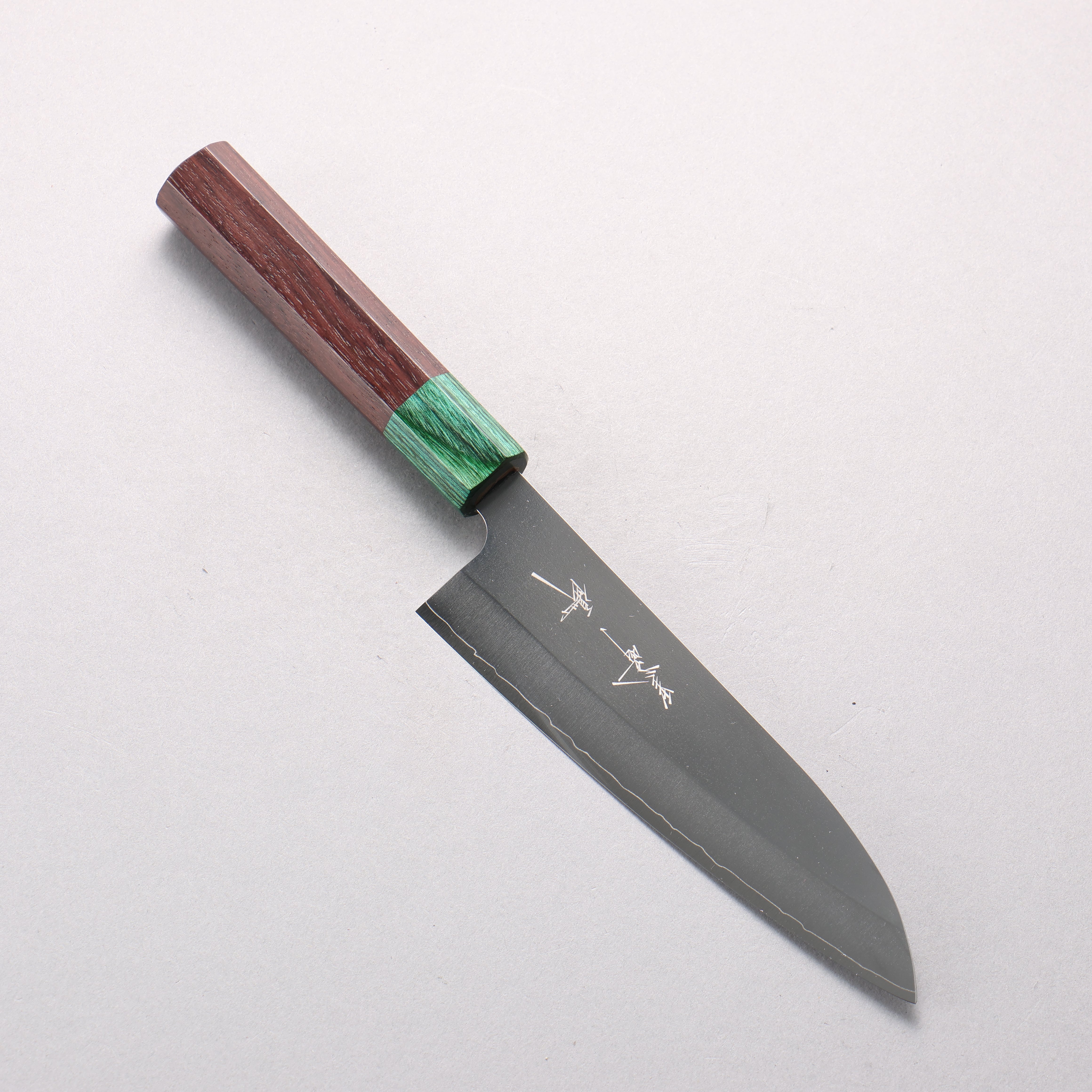 Yu Kurosaki New Gekko VG-XEOS Small Santoku 150mm Rosewood & Green Pakkawood Handle - Seisuke Knife