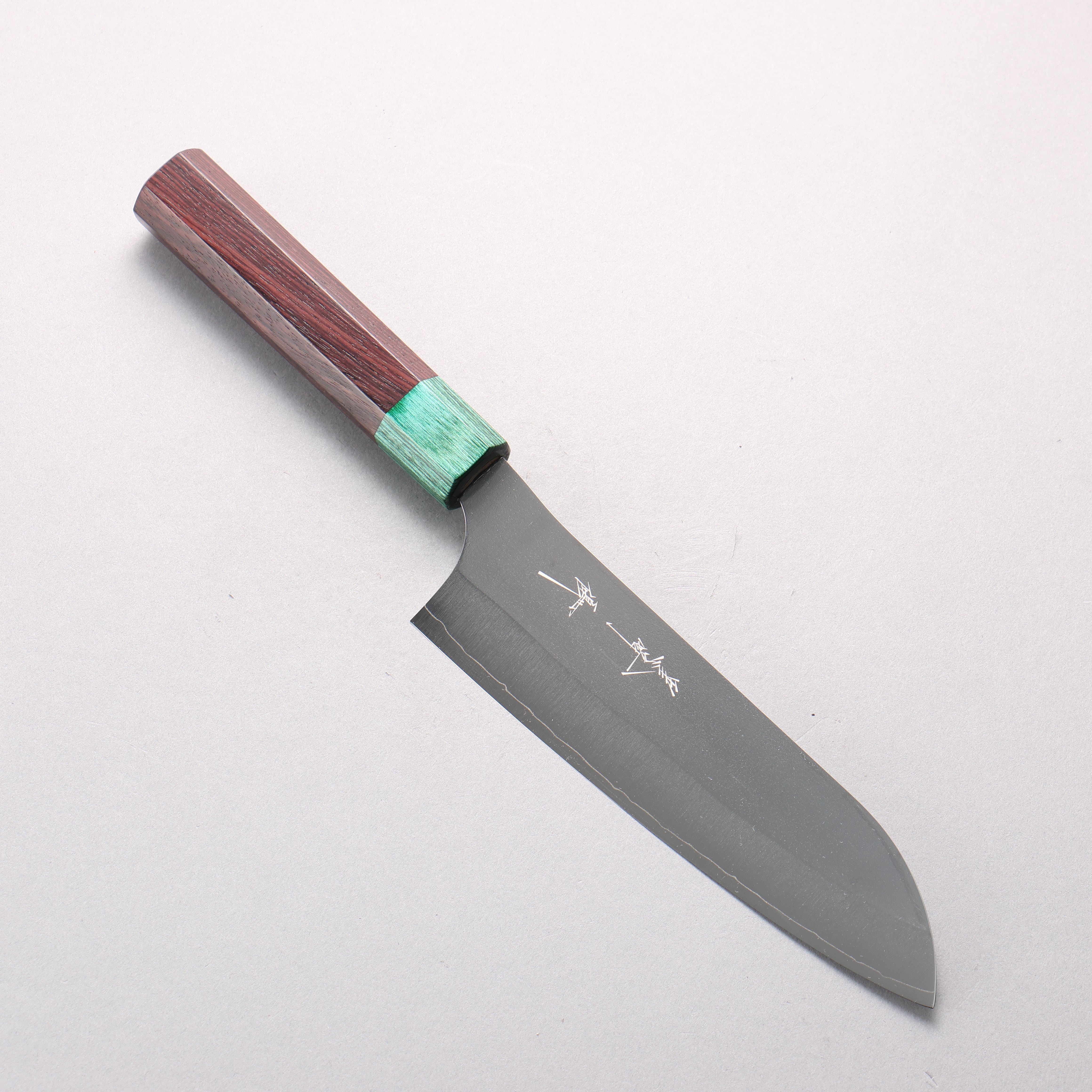 Yu Kurosaki New Gekko VG-XEOS Santoku 170mm Rosewood & Green Pakkawood Handle - Seisuke Knife