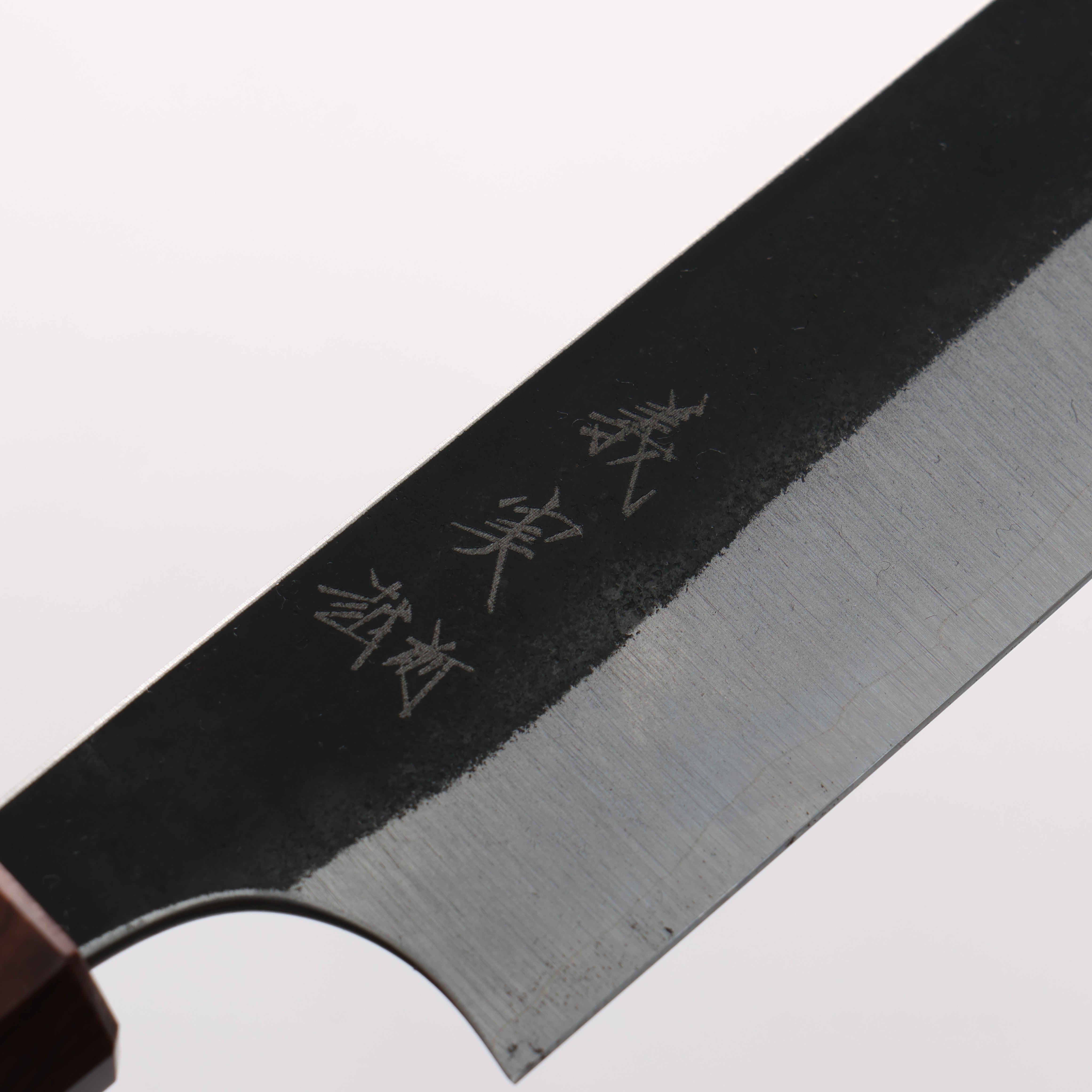 Yoshimi Kato Blue Super Kurouchi Kengata Petty-Utility 170mm Burnt Chestnut & Rosewood Handle - Seisuke Knife