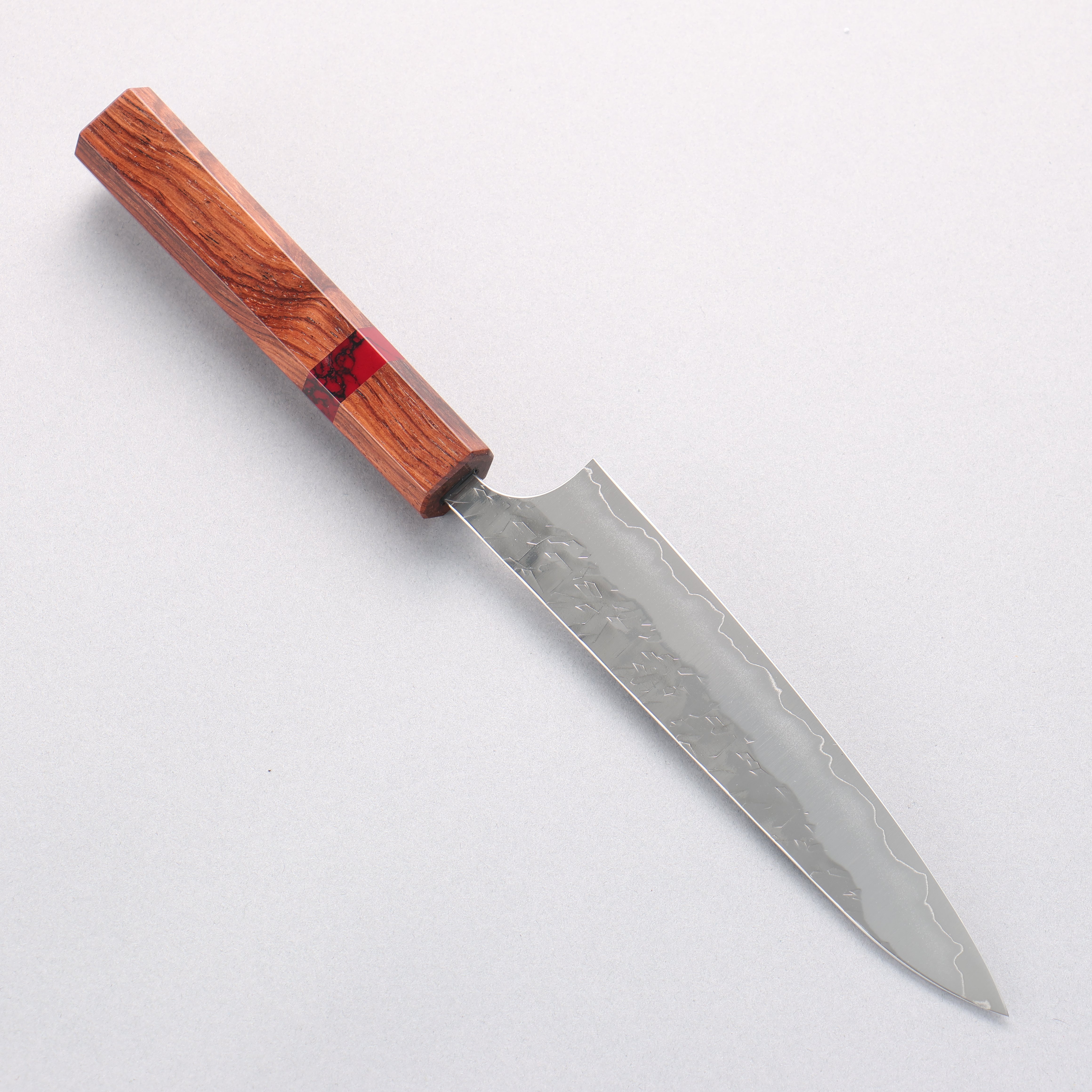 Yoshimi Kato Hyo SG2 Hammered Petty-Utility 150mm Rosewood & Red Turquoise Ring Handle - Seisuke Knife