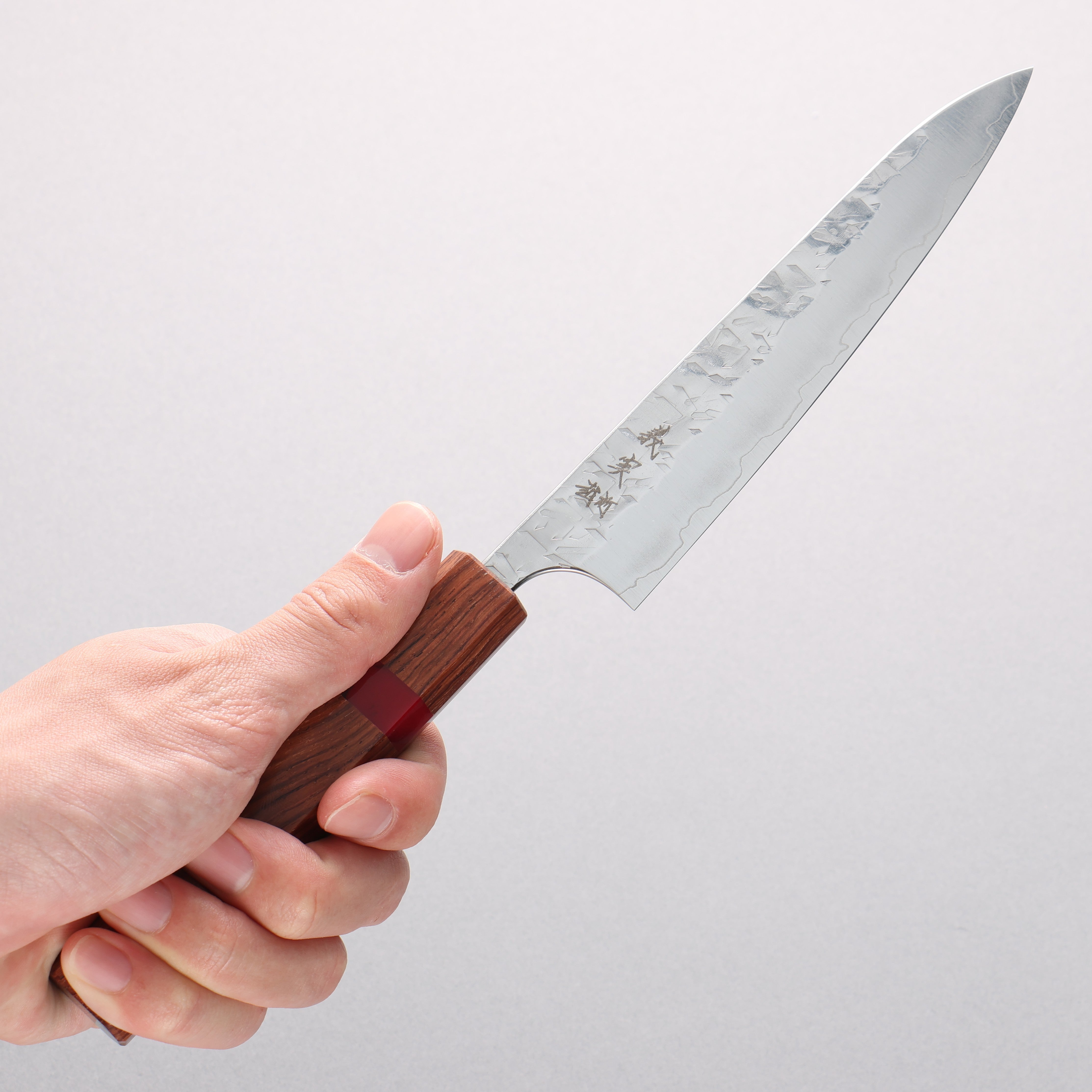 Yoshimi Kato Hyo SG2 Hammered Petty-Utility 150mm Rosewood & Red Turquoise Ring Handle - Seisuke Knife