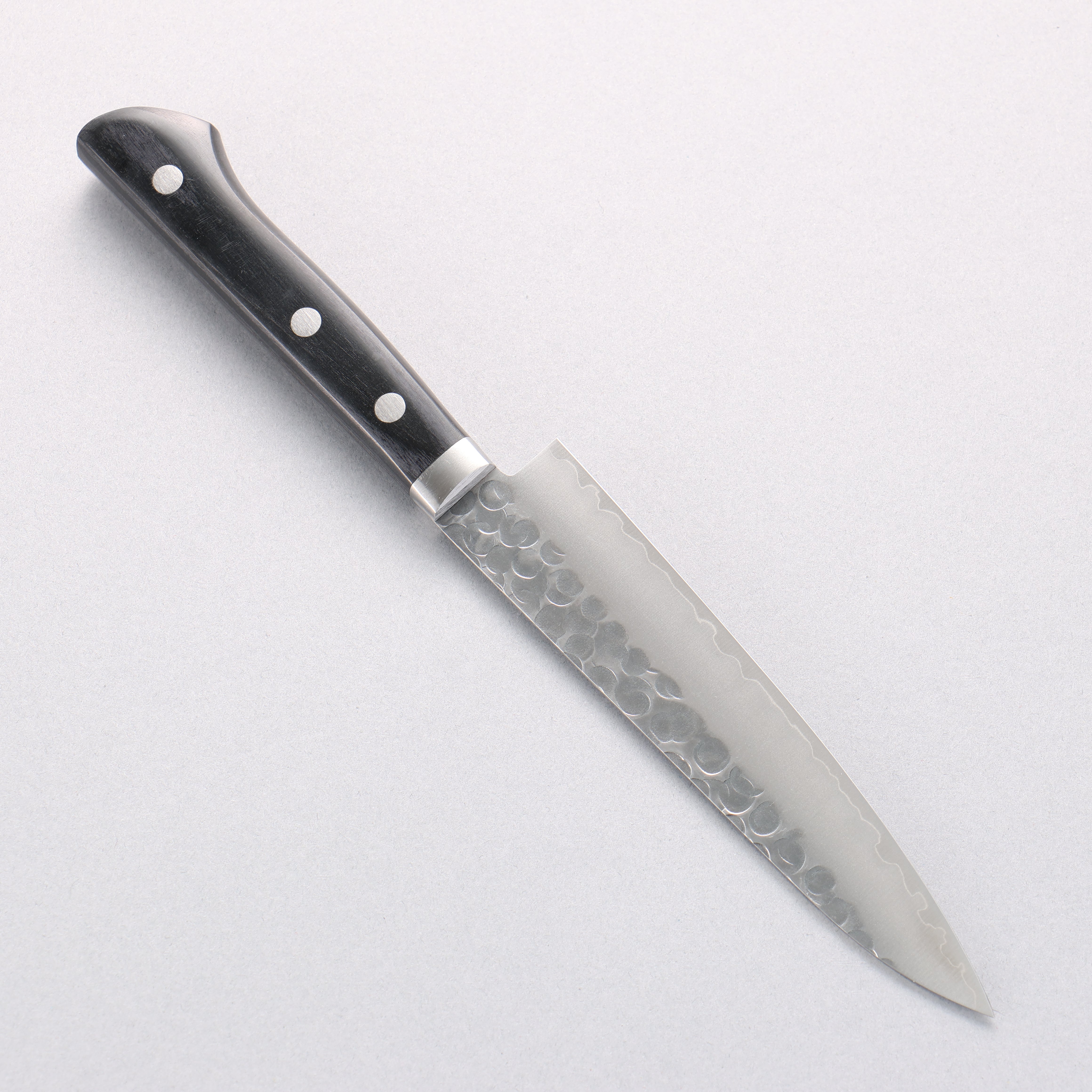 Seisuke VG1 Hammered Migaki Finished Petty-Utility 135mm Black Pakkawood Handle - Seisuke Knife