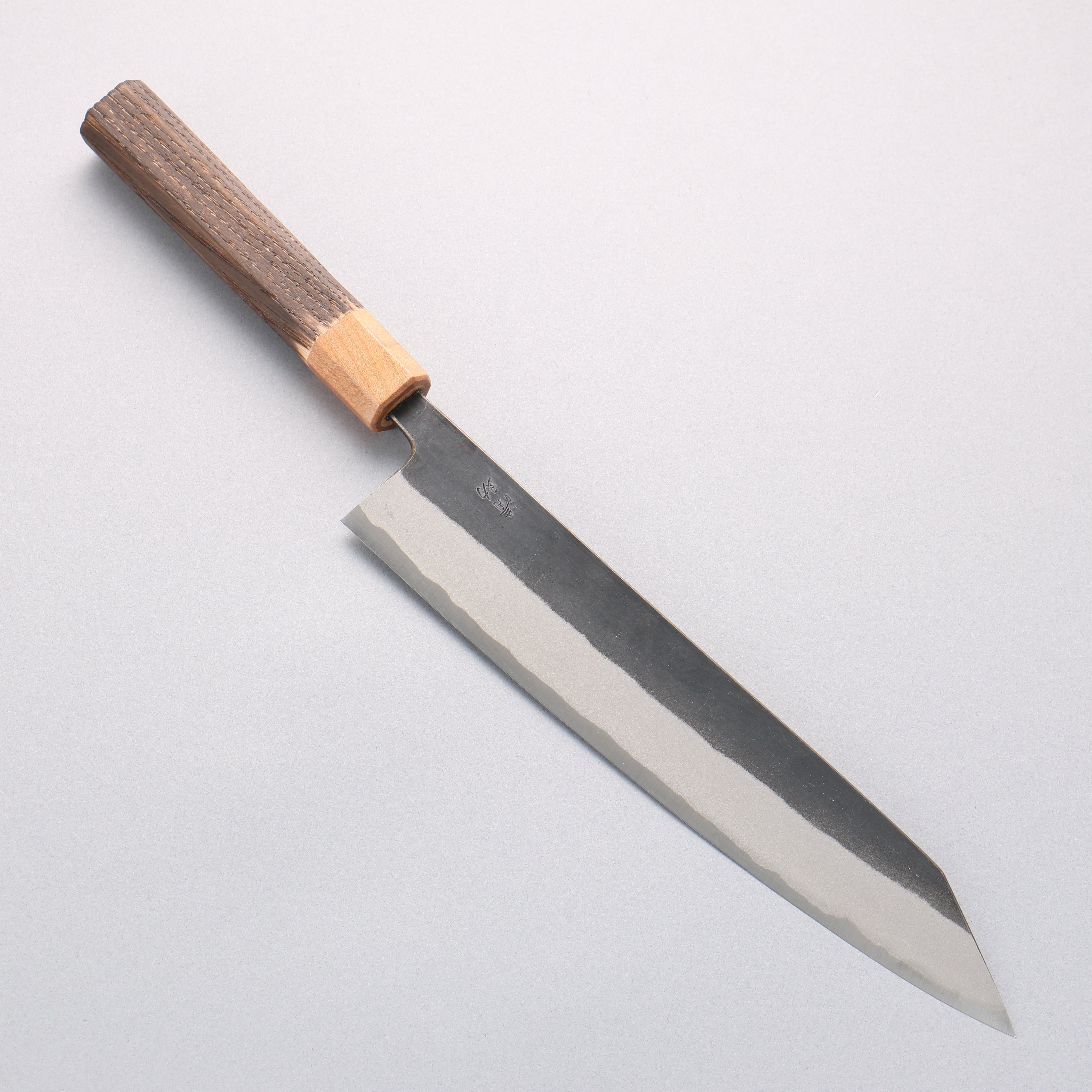 Seisuke Blue Steel No.2 Kurouchi Kiritsuke Gyuto 240mm Burnt Chestnut & Cherry Wood Handle - Seisuke Knife