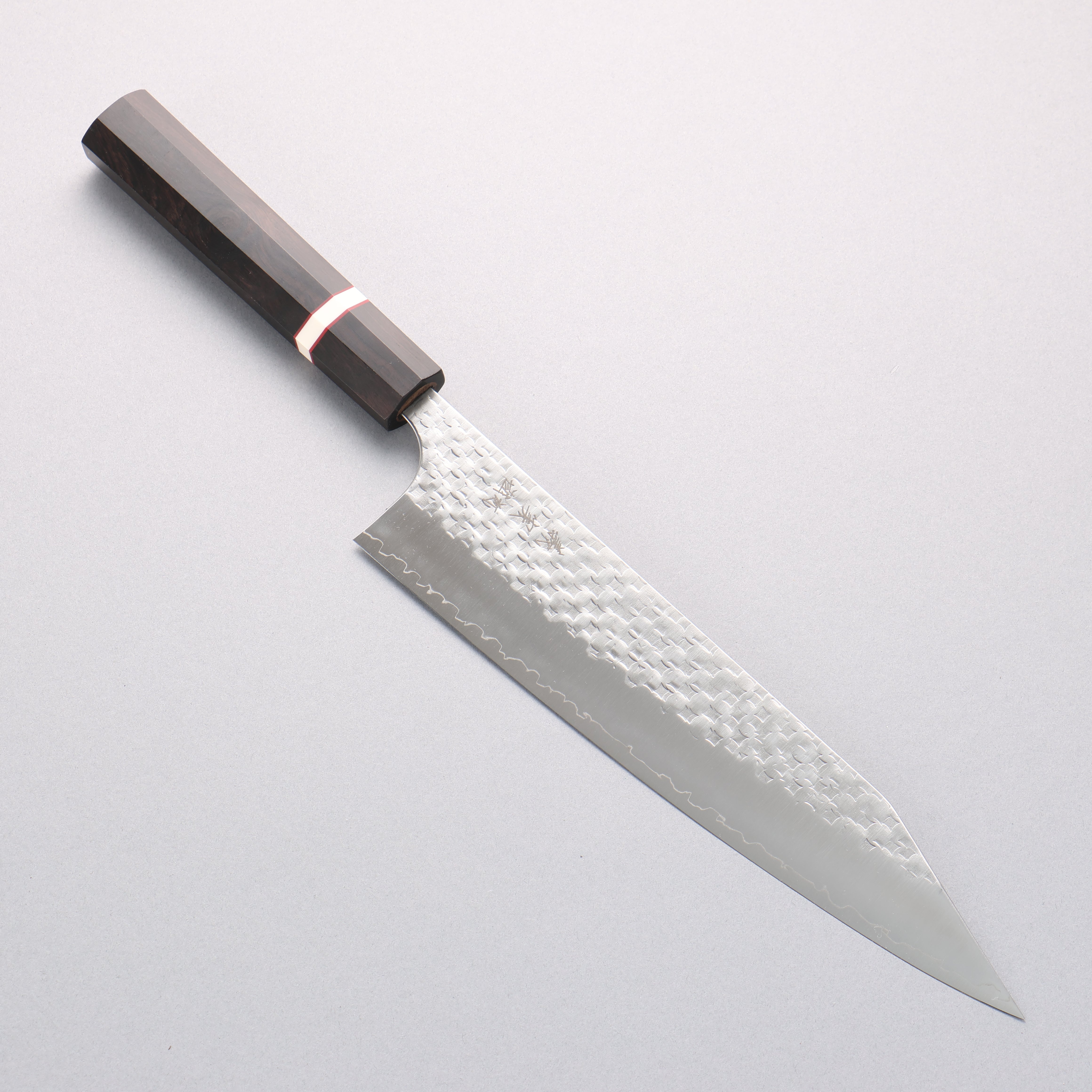 Yoshimi Kato Minamo II SPG STRIX Hammered Kiritsuke Gyuto 240mm Ebony Wood(With White Ring) Handle - Seisuke Knife