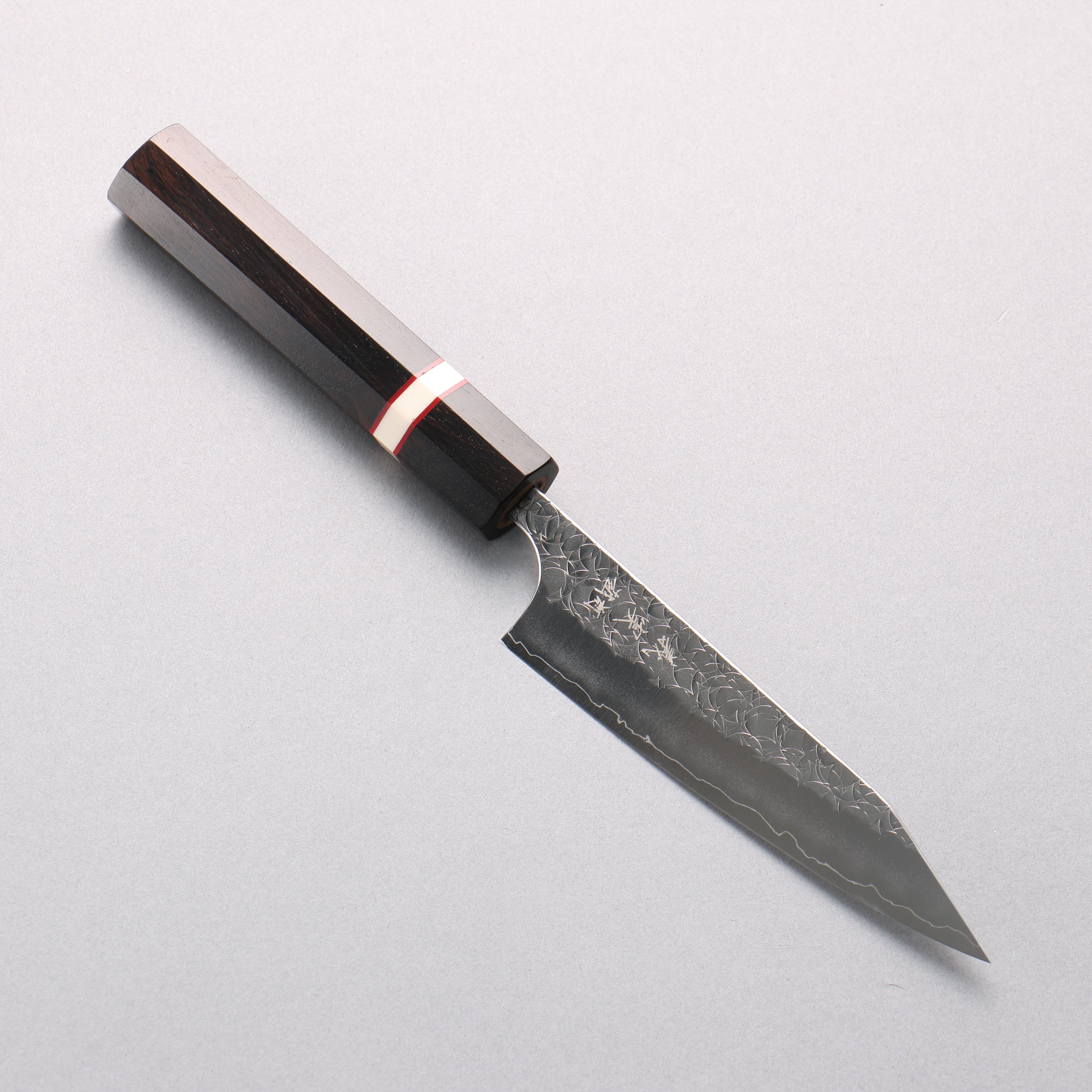 Yoshimi Kato Minamo SG2 Hammered Kiritsuke Petty-Utility 120mm Ebony Wood(With White Ring) Handle - Seisuke Knife