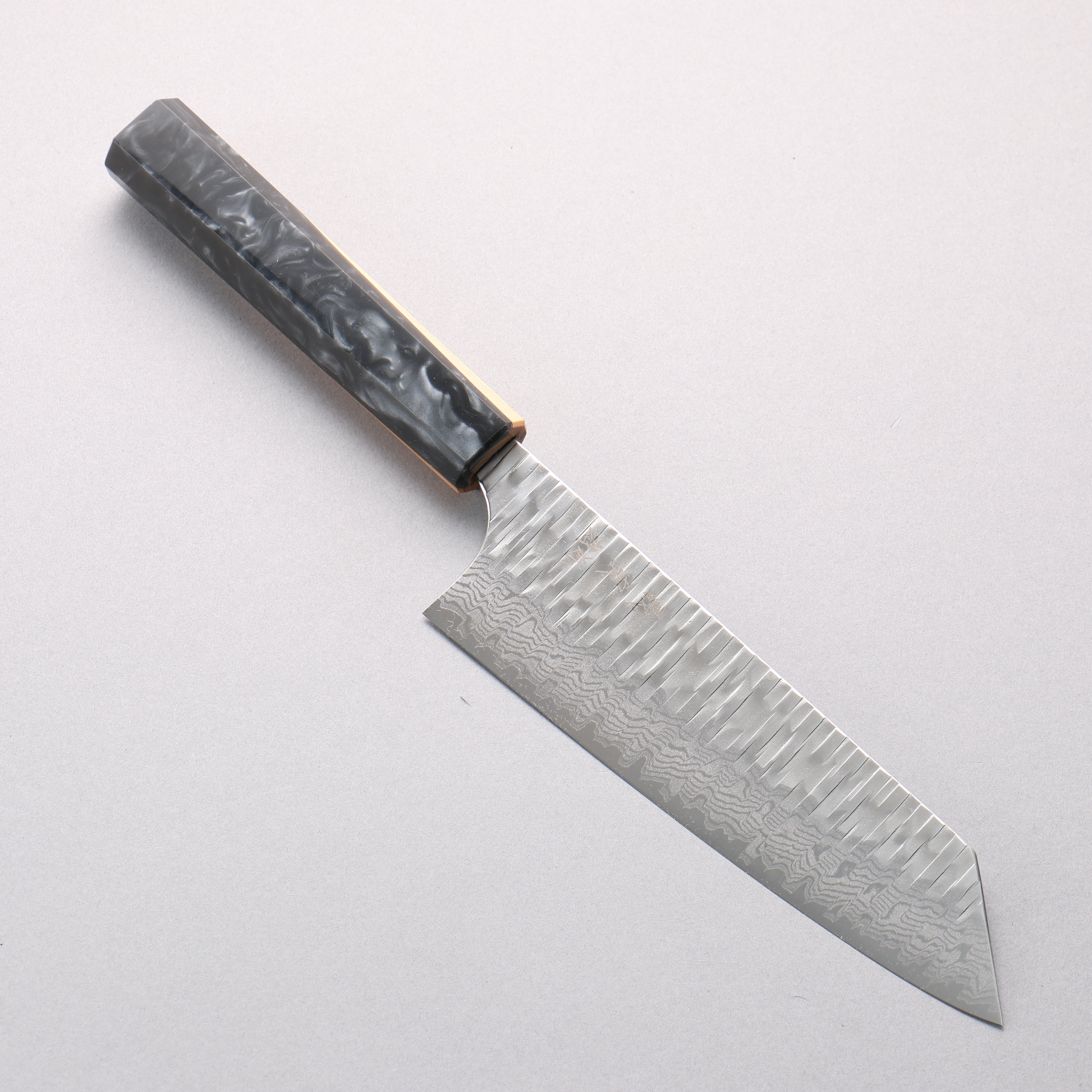 Yoshimi Kato Kasuri VG-XEOS Hammered Damascus Bunka 170mm Olive Wood & Blue Resin Handle - Seisuke Knife