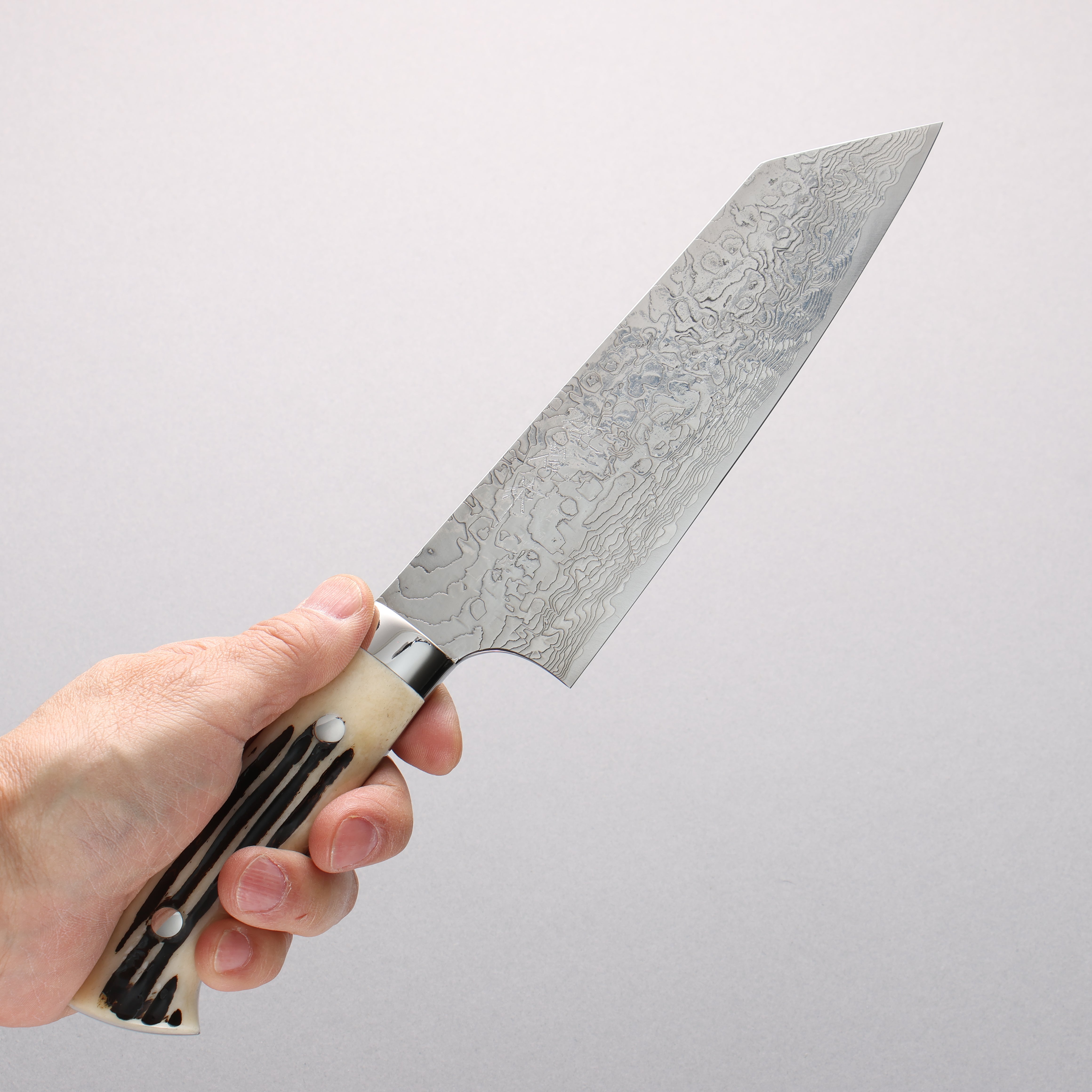Takeshi Saji SG2 Diamond Finish Damascus Bunka 180mm White Deer Horn Handle - Seisuke Knife