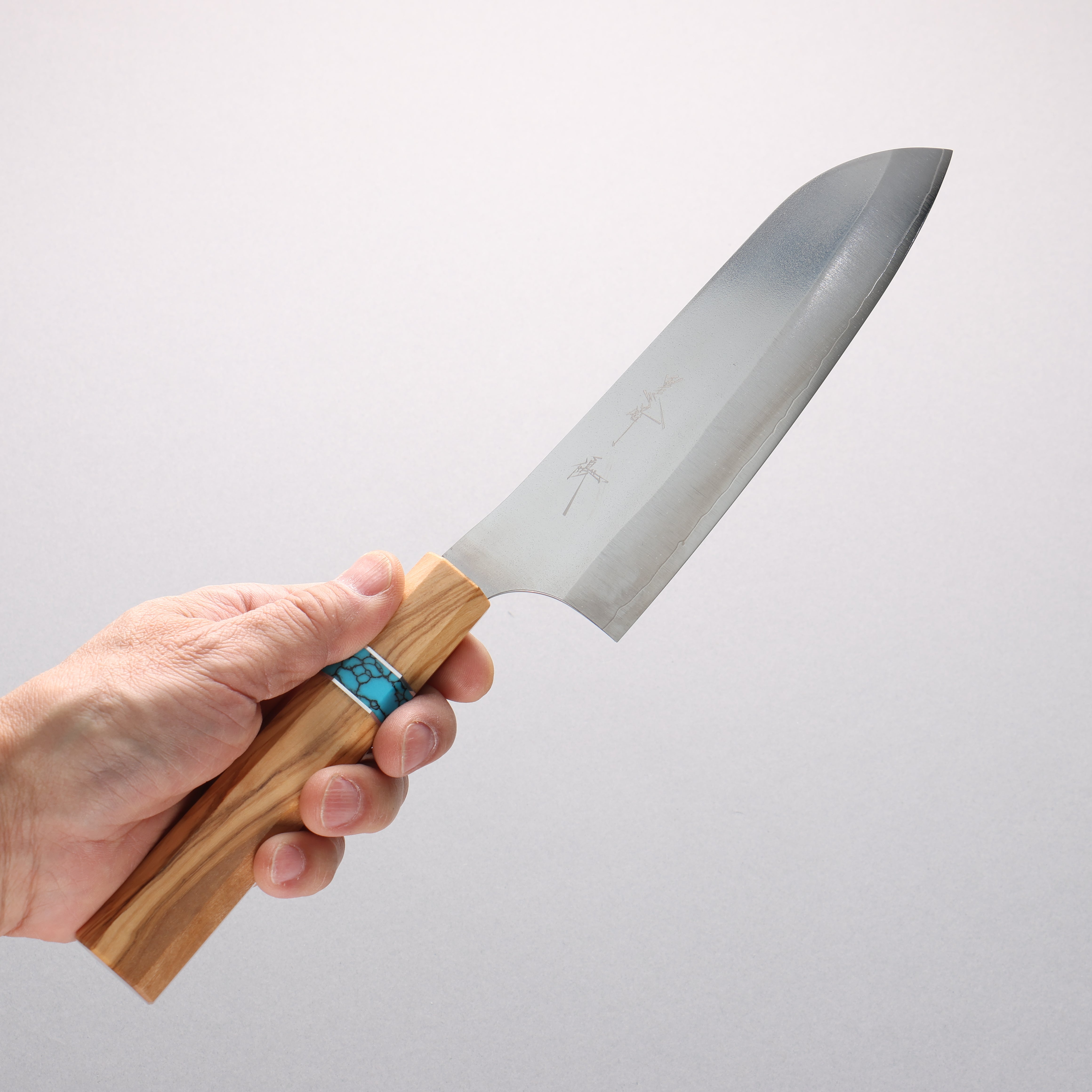 Yu Kurosaki New Gekko VG-XEOS Santoku 170mm Olive Wood & Turquoise Ring Handle - Seisuke Knife