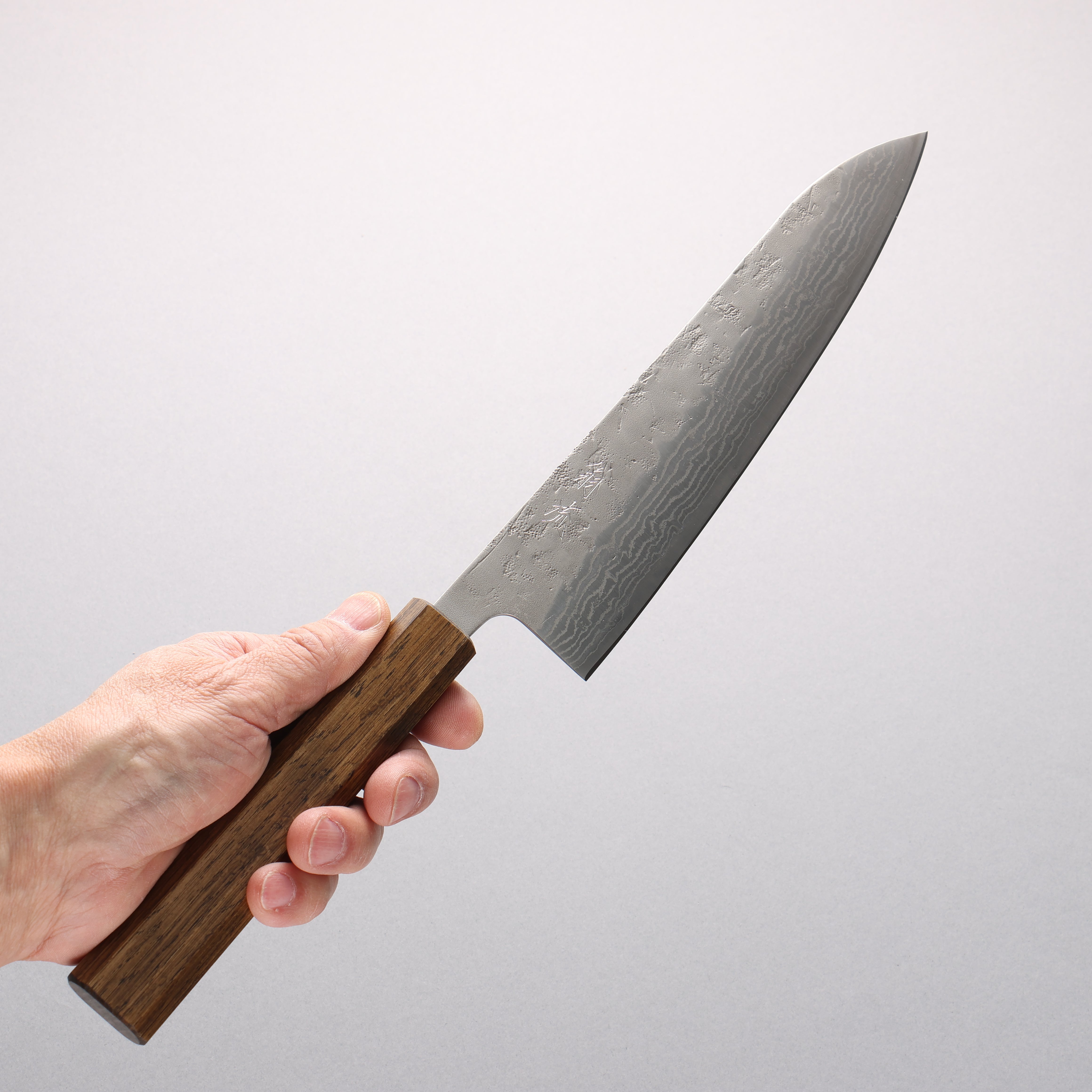 Oul Swedish Steel-stn Damascus Washiji Gyuto 210mm Oak Handle - Seisuke Knife