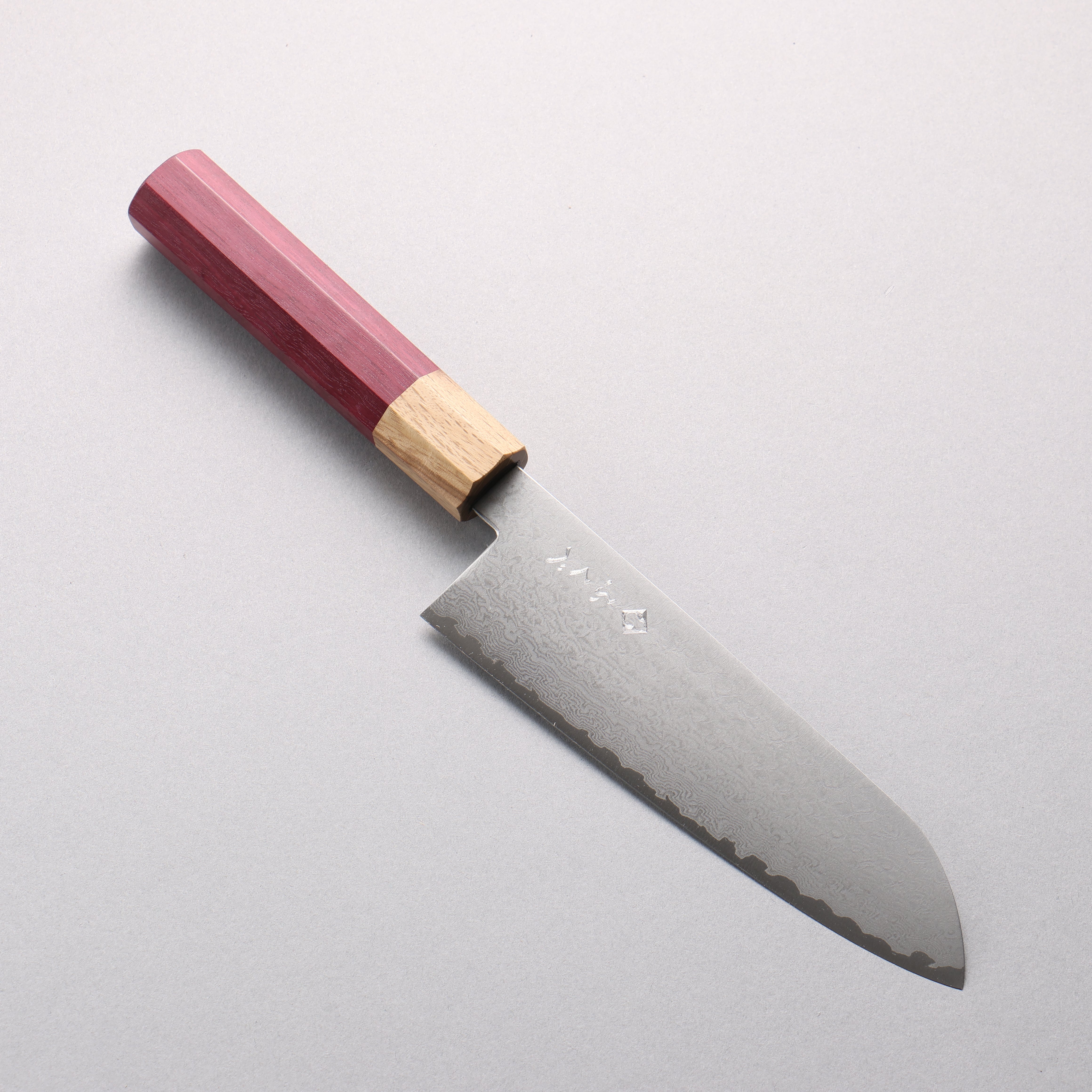 Fukube VG10 16 Layer Damascus Santoku 165mm Purple Heart Handle - Seisuke Knife