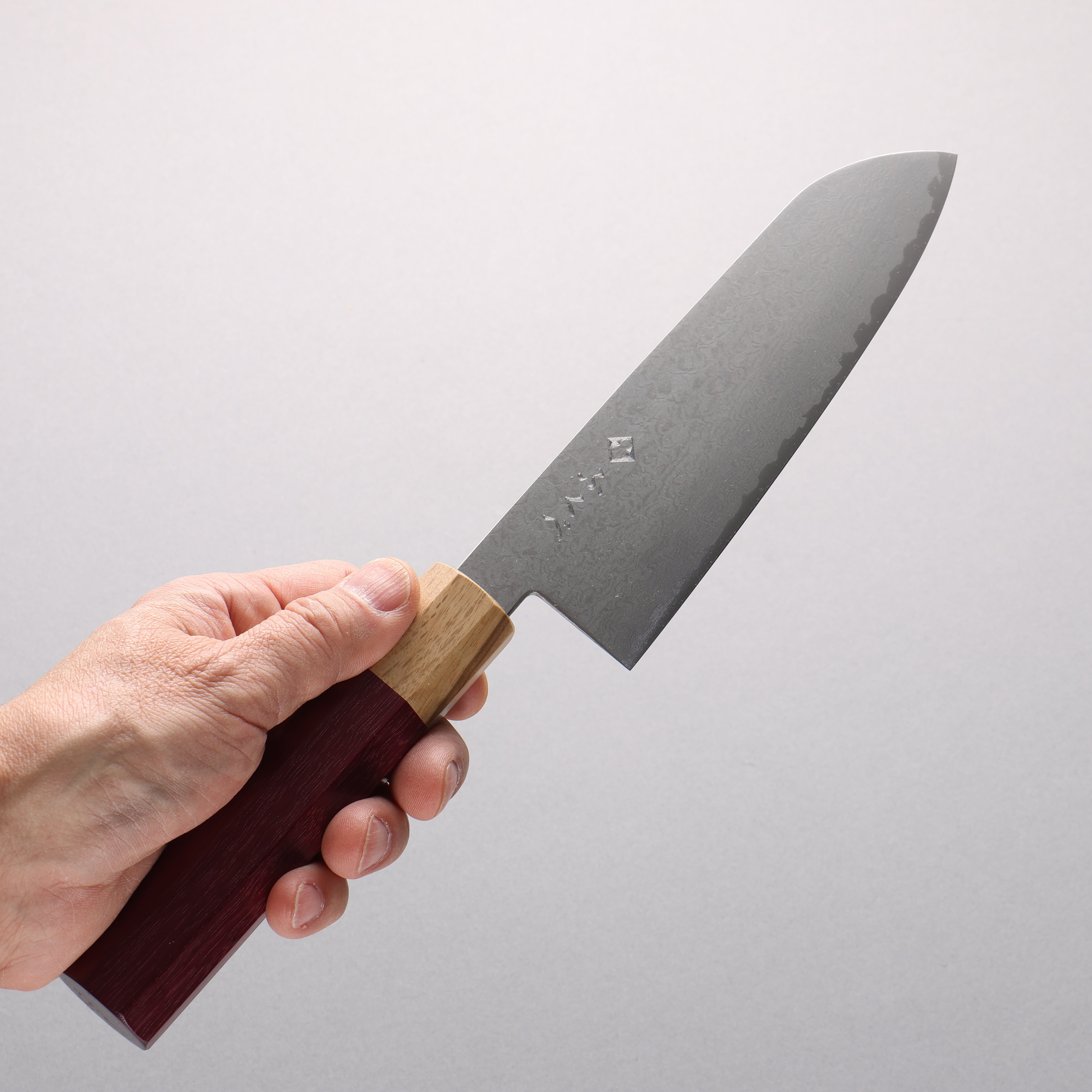 Fukube VG10 16 Layer Damascus Santoku 165mm Purple Heart Handle - Seisuke Knife