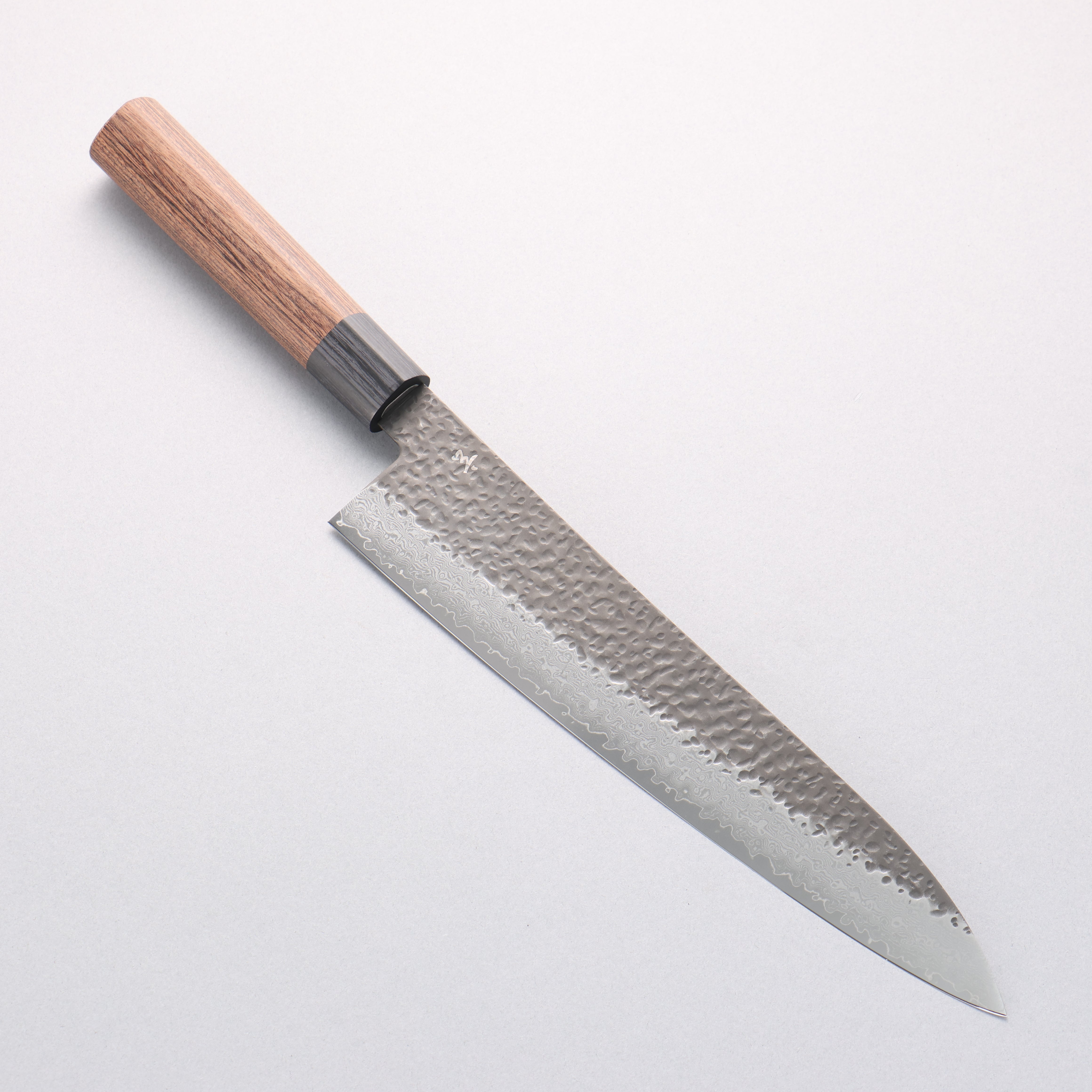 Shizu Gen VG10 Hammered Black Finished Gyuto 240mm Brown Pakkawood Handle - Seisuke Knife