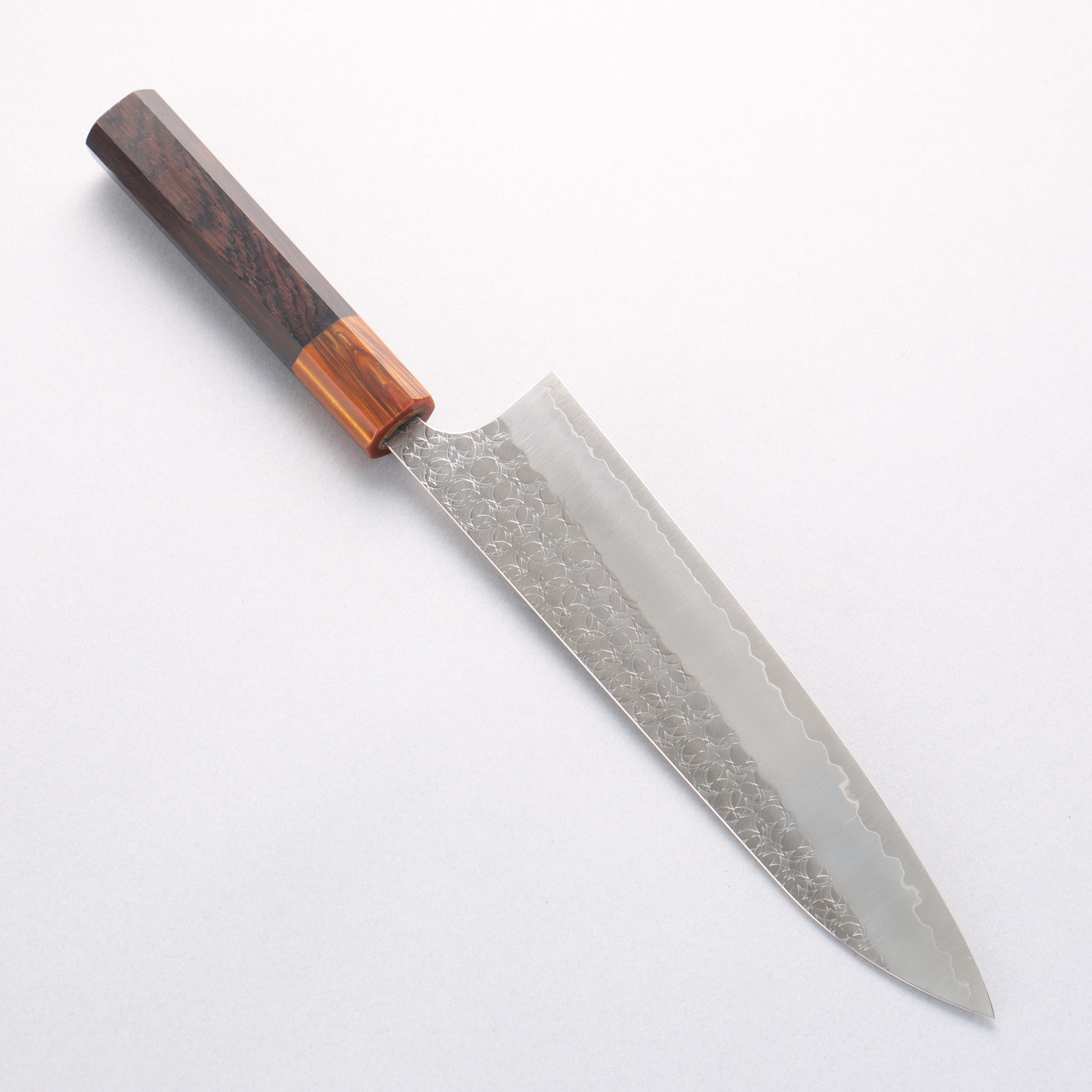 Yoshimi Kato Minamo SG2 Hammered Gyuto 210mm Ebony (ferrule: Orange Resin) Handle - Seisuke Knife