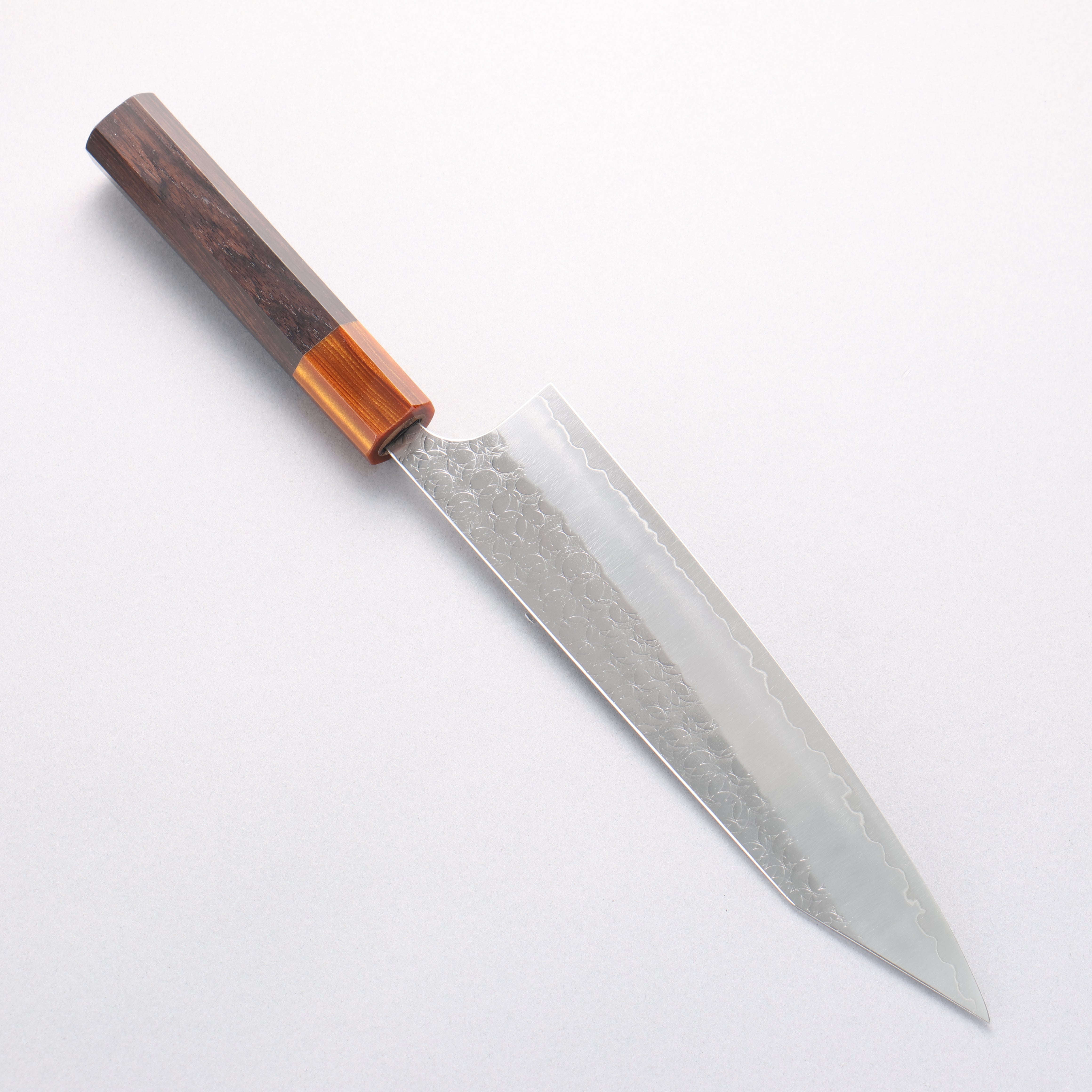 Yoshimi Kato Minamo SG2 Hammered Kiritsuke Gyuto 210mm Ebony (ferrule: Orange Resin) Handle - Seisuke Knife