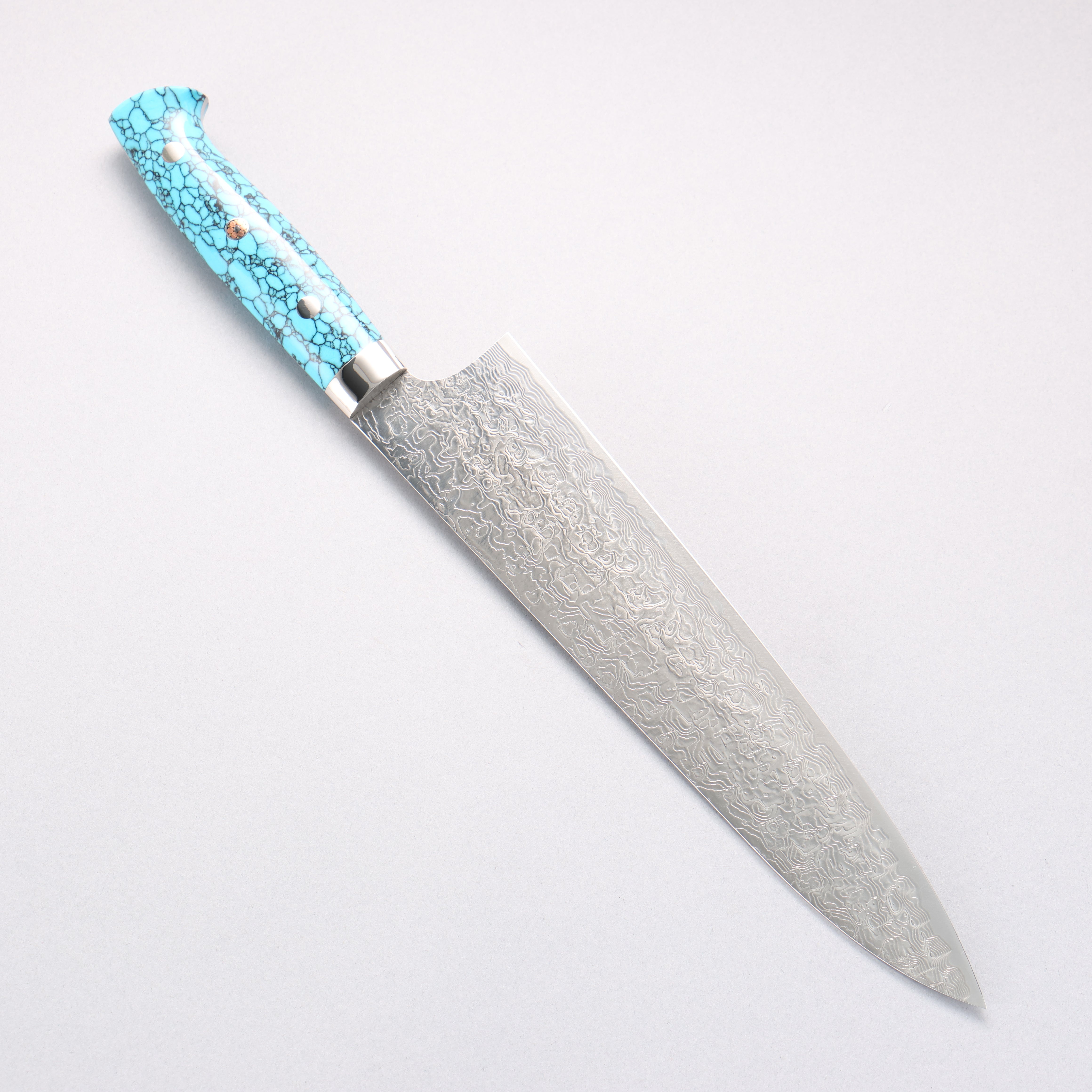 Takeshi Saji SG2 Diamond Finish Gyuto 240mm Nomura Style Turquoise Handle - Seisuke Knife