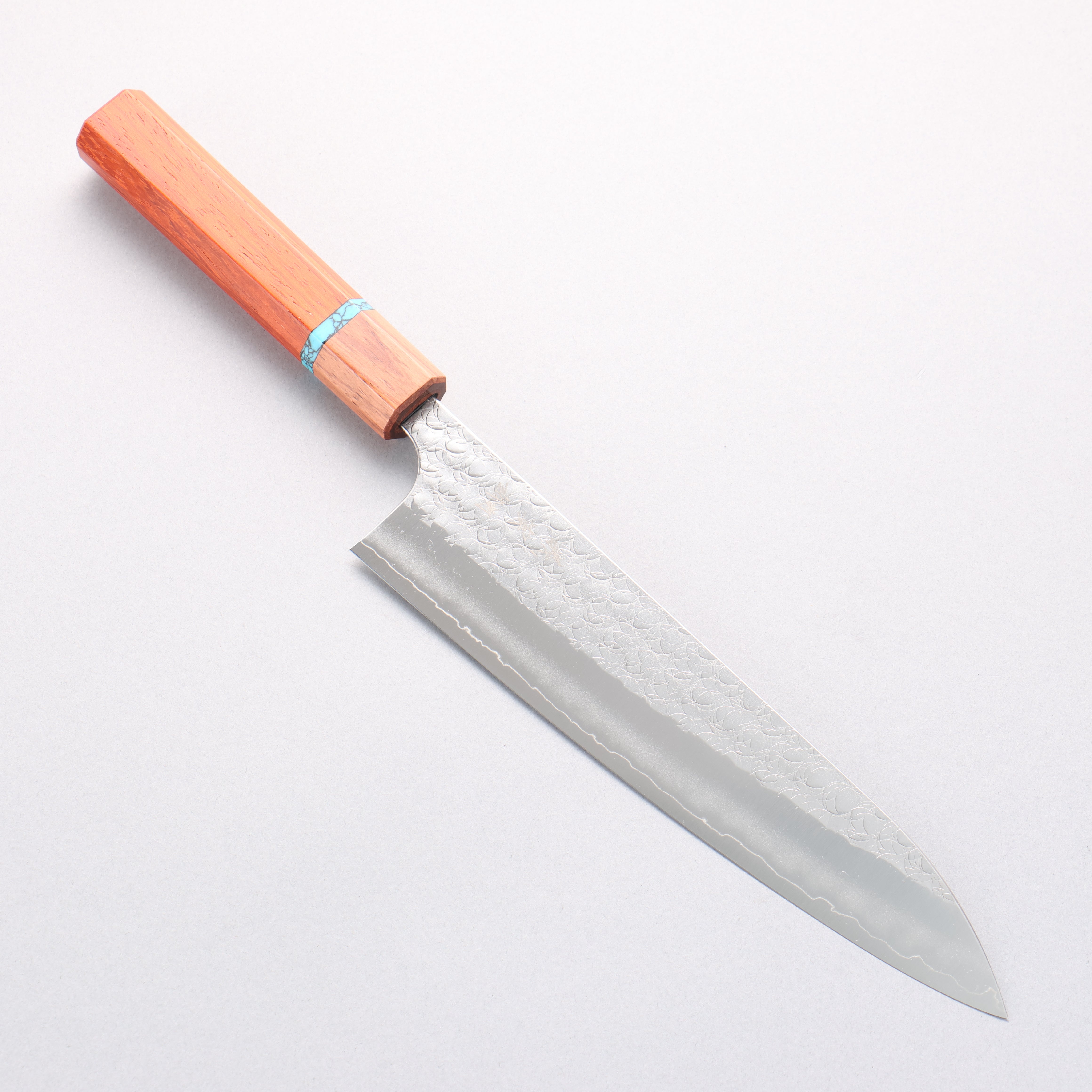 Yoshimi Kato Minamo SG2 Hammered Gyuto 210mm Padoauk(Turquoise Ring) Handle - Seisuke Knife