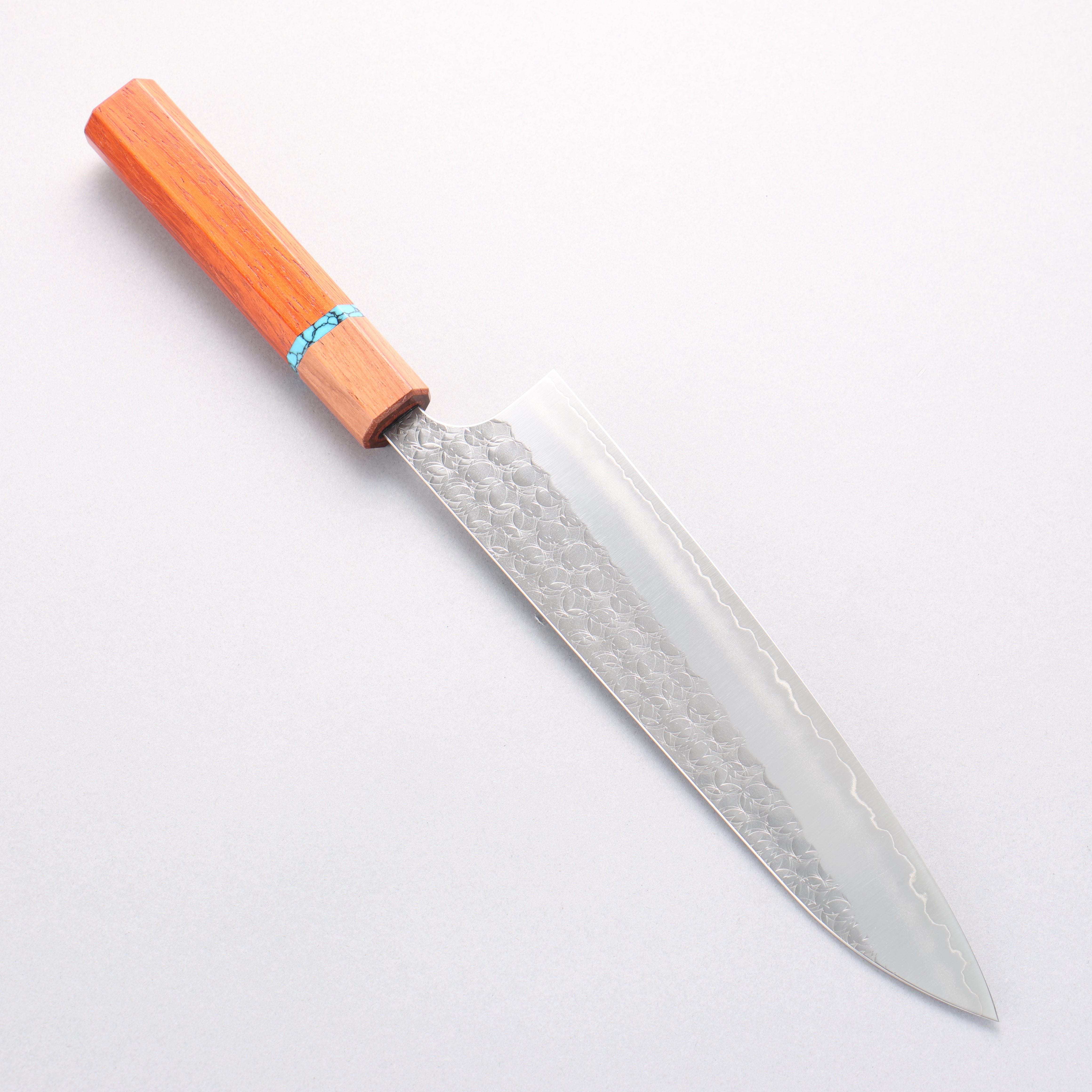 Yoshimi Kato Minamo SG2 Hammered Gyuto 210mm Padoauk(Turquoise Ring) Handle - Seisuke Knife