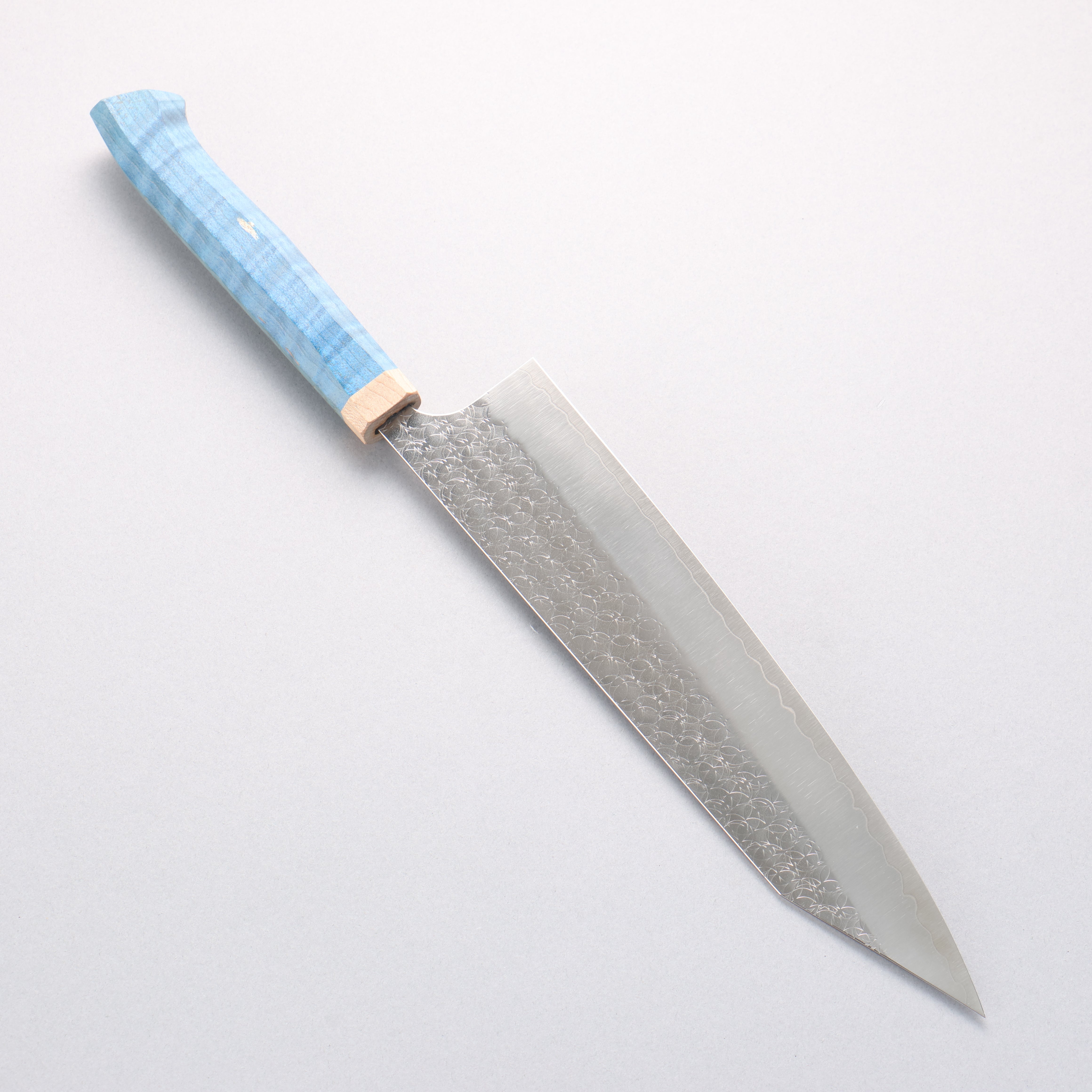 Yoshimi Kato Minamo SG2 Hammered Kiritsuke Gyuto 240mm Blue Western-Style Handle - Seisuke Knife