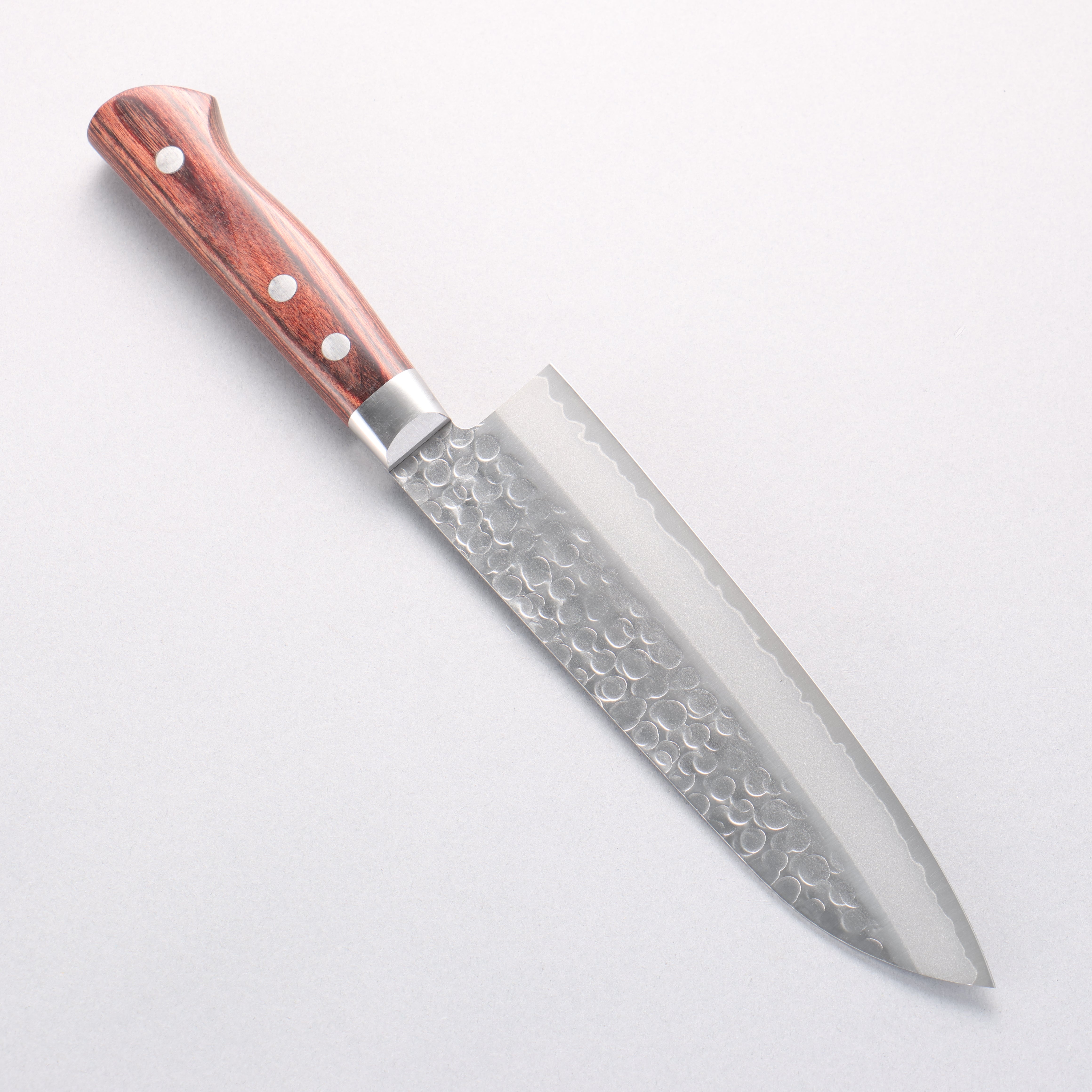 Seisuke VG10 Hammered Ribbed Santoku 180mm Mahogany Handle - Seisuke Knife