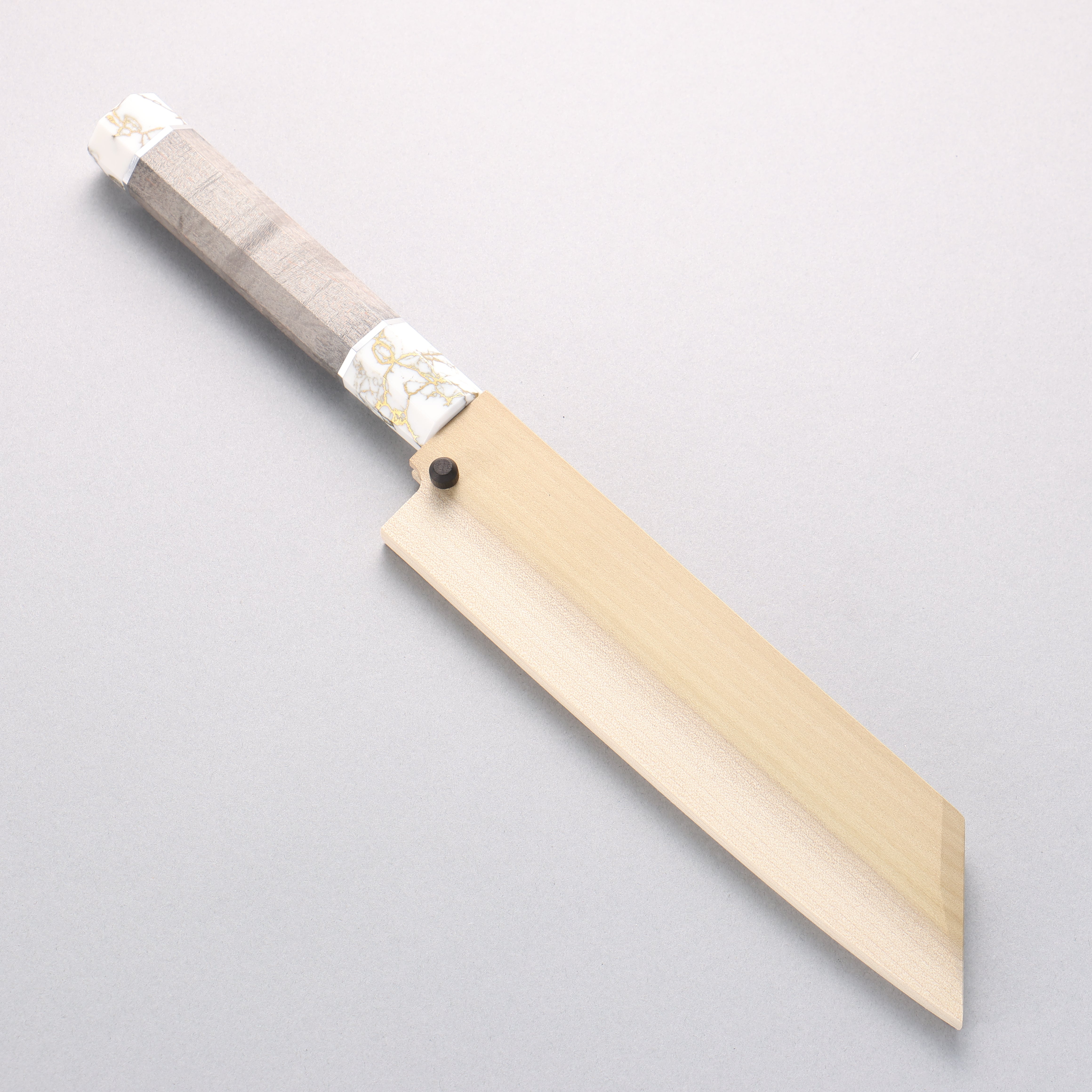 Sakai Takayuki Chef Series Silver Steel No.3 Mukimono 180mm Stabilized Wood & White Resin Handle with Sheath - Seisuke Knife
