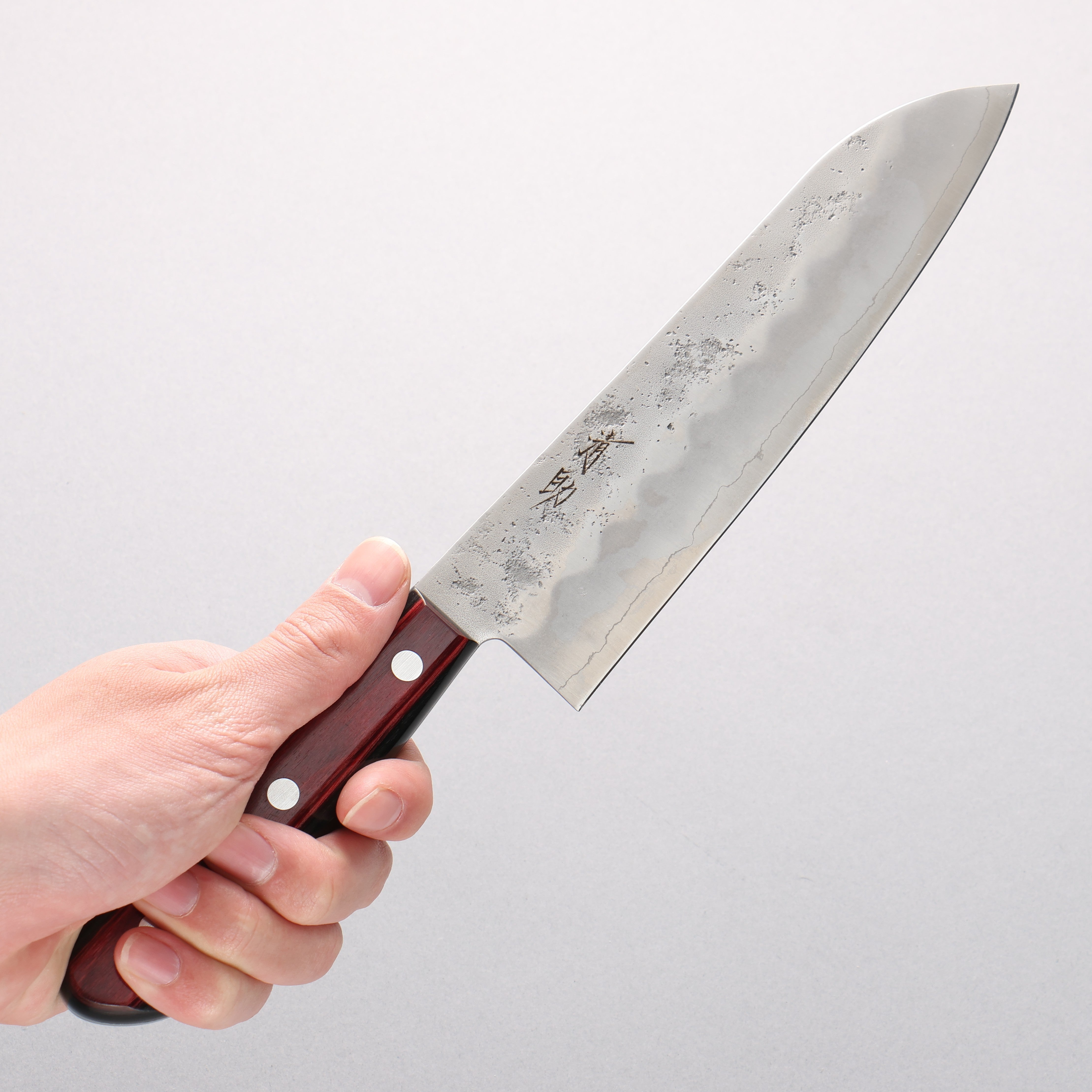 Seisuke Silver Steel No.3 Nashiji Santoku 180mm Red Pakkawood Handle - Seisuke Knife