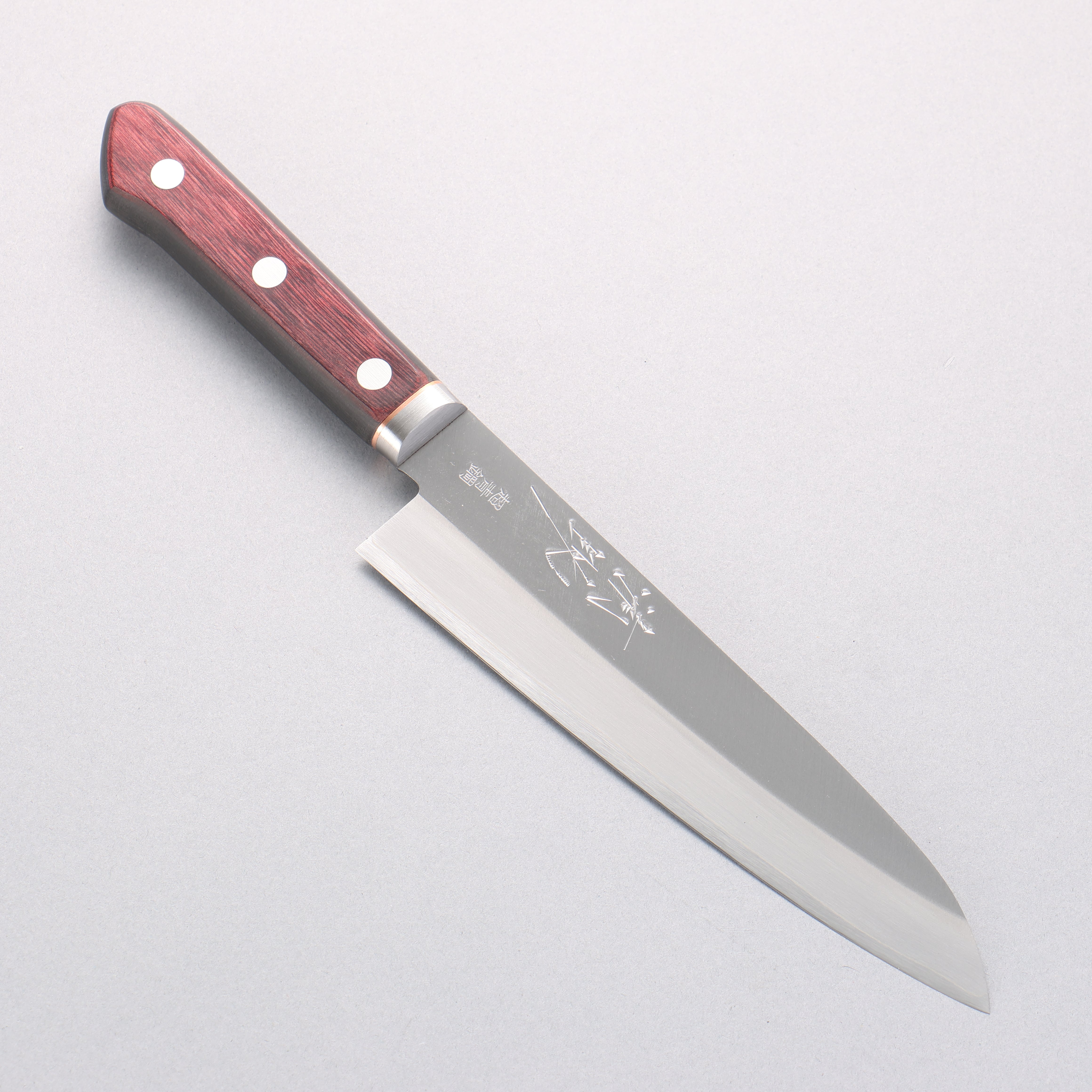 Seisuke Blue Super Migaki Finished Gyuto 180mm Red and Black Pakka wood Handle - Seisuke Knife