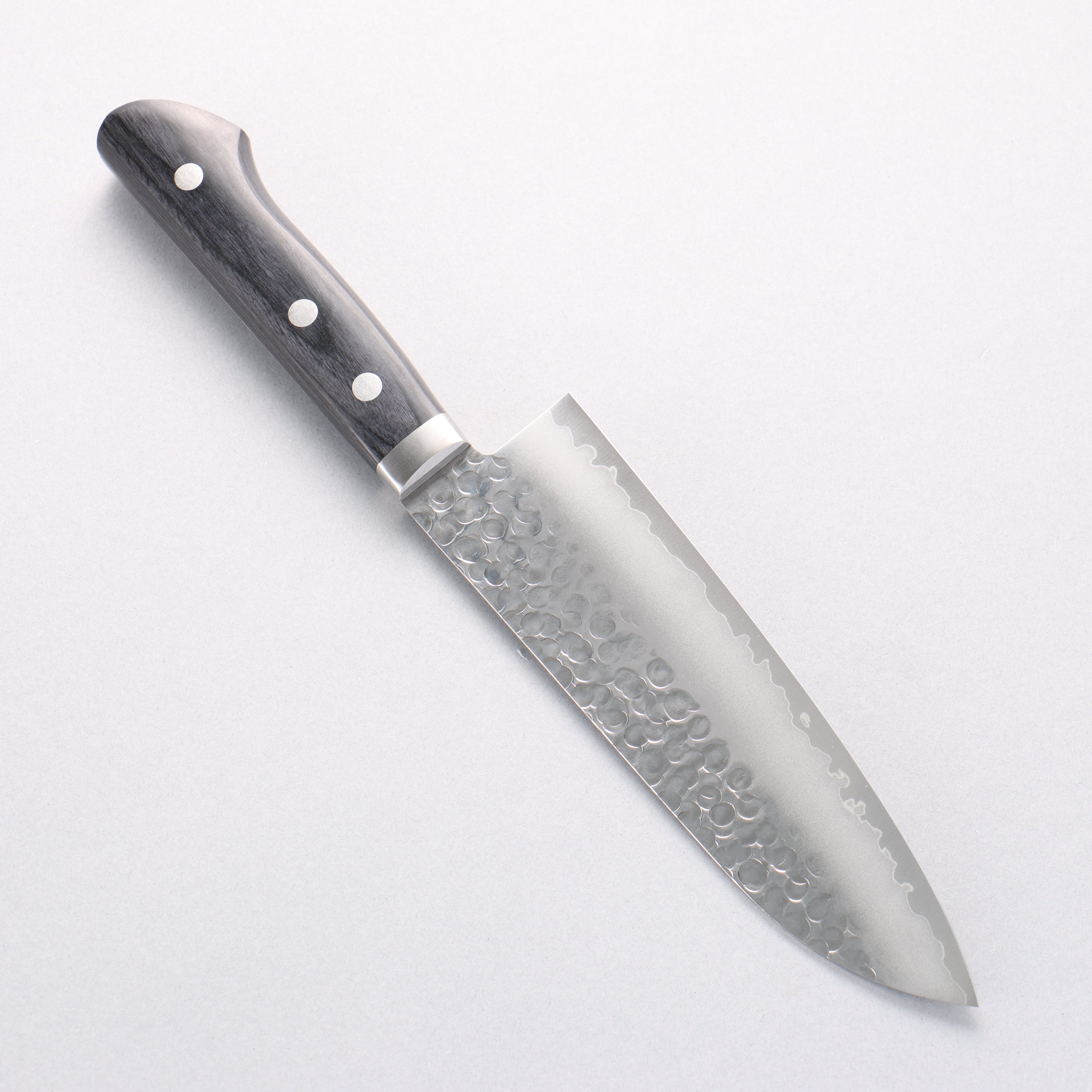 Seisuke VG1 Hammered Migaki Finished Santoku 165mm Black Pakka wood Handle - Seisuke Knife