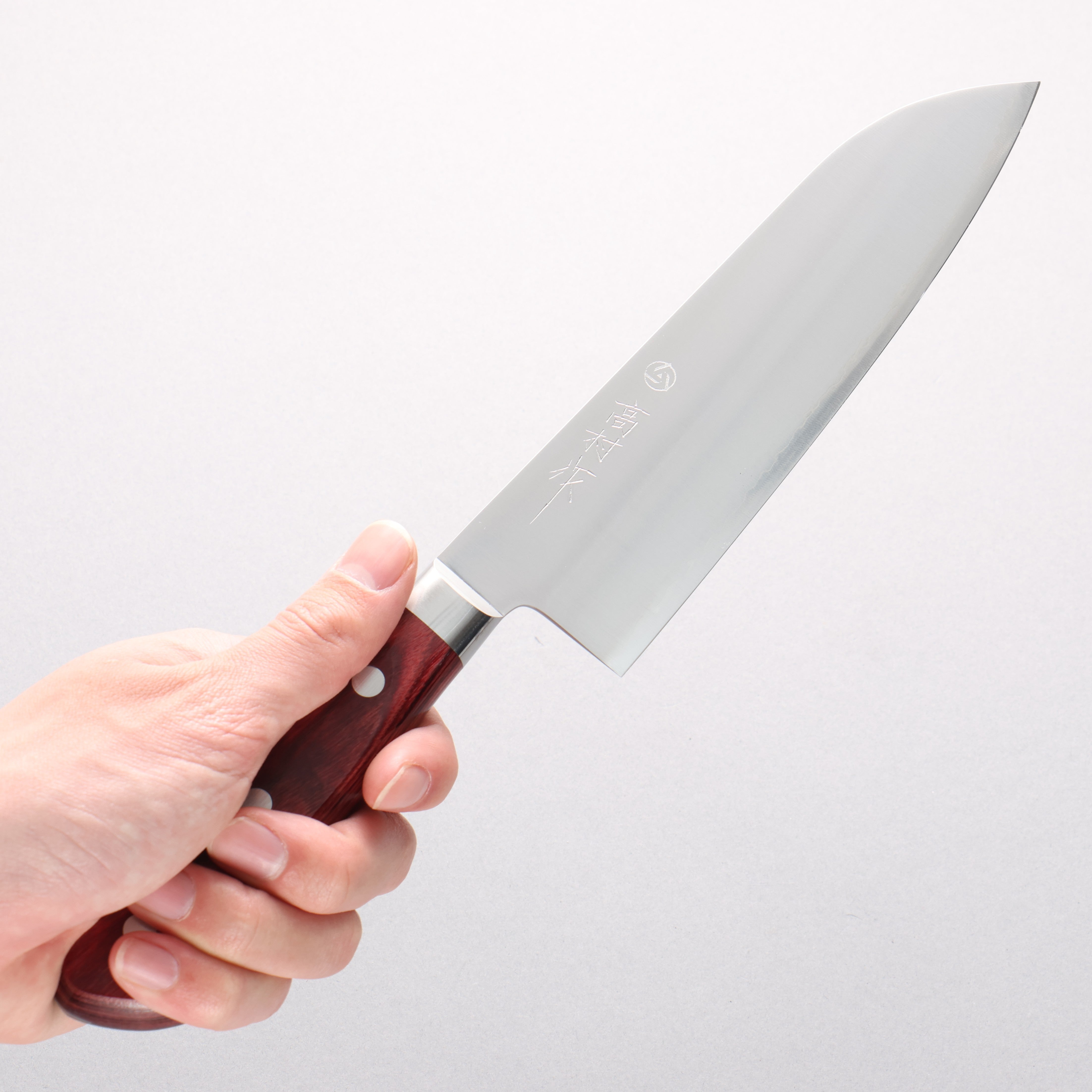 Takamura Knives SG2 Santoku 170mm with Red Pakkawood Handle - Seisuke Knife